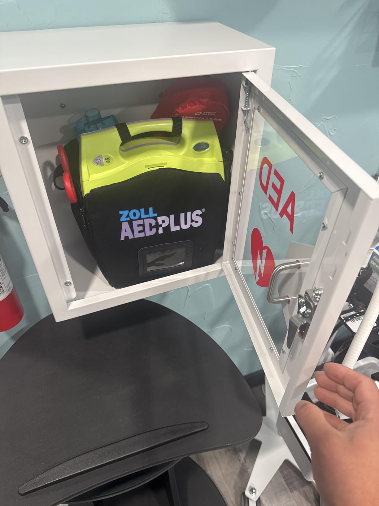 AED Defibrillator Wall Mounted Cabinet, Steel Storage Cabinet with Alarm and Light, AED Cabinet fits All Brands Cardiac Science, Zoll, AED Defibrillator, Physio-Control, 14.2 x 7.8 x 15.7 Inch customer photo 2