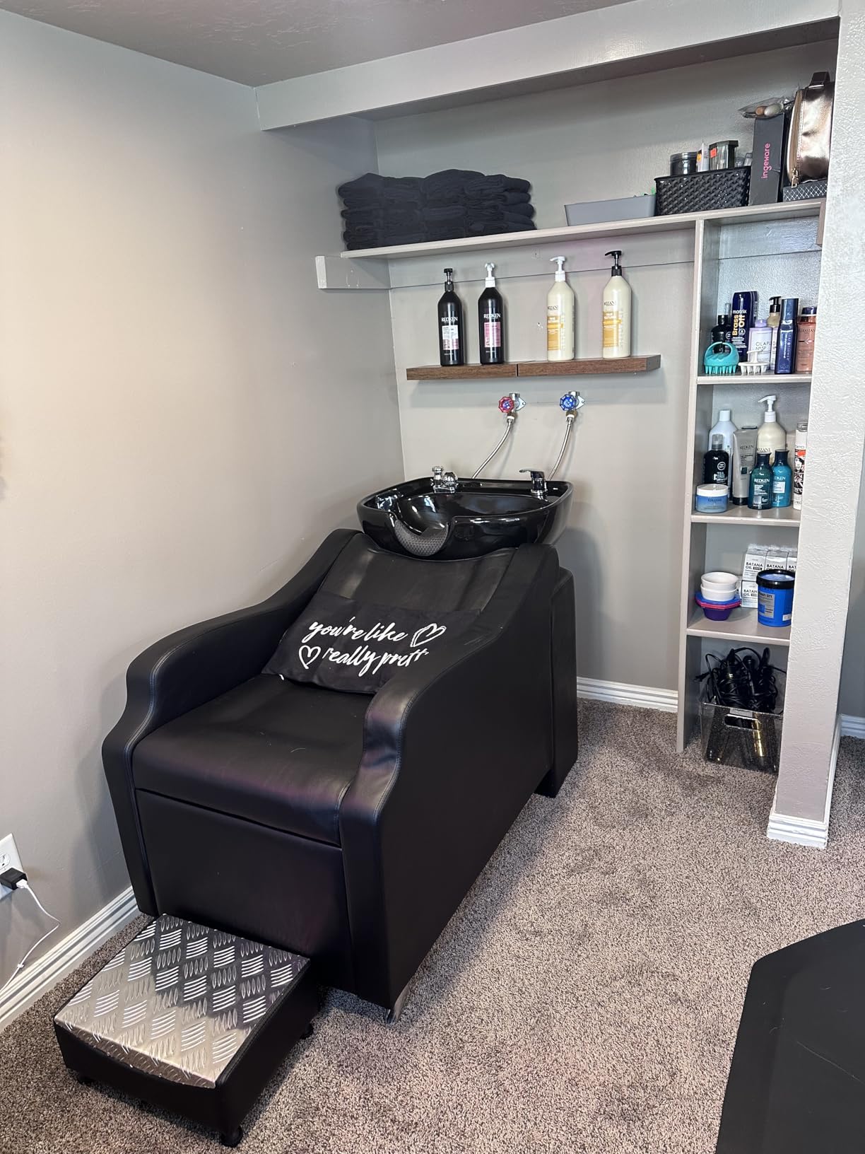 OmySalon Shampoo Backwash Unit with Large Porcelain Bowl, Salon Sink Hair Wash Chair Shampoo Station, Barbershop Beauty Spa Massage Hairdressing Equipment customer photo 2