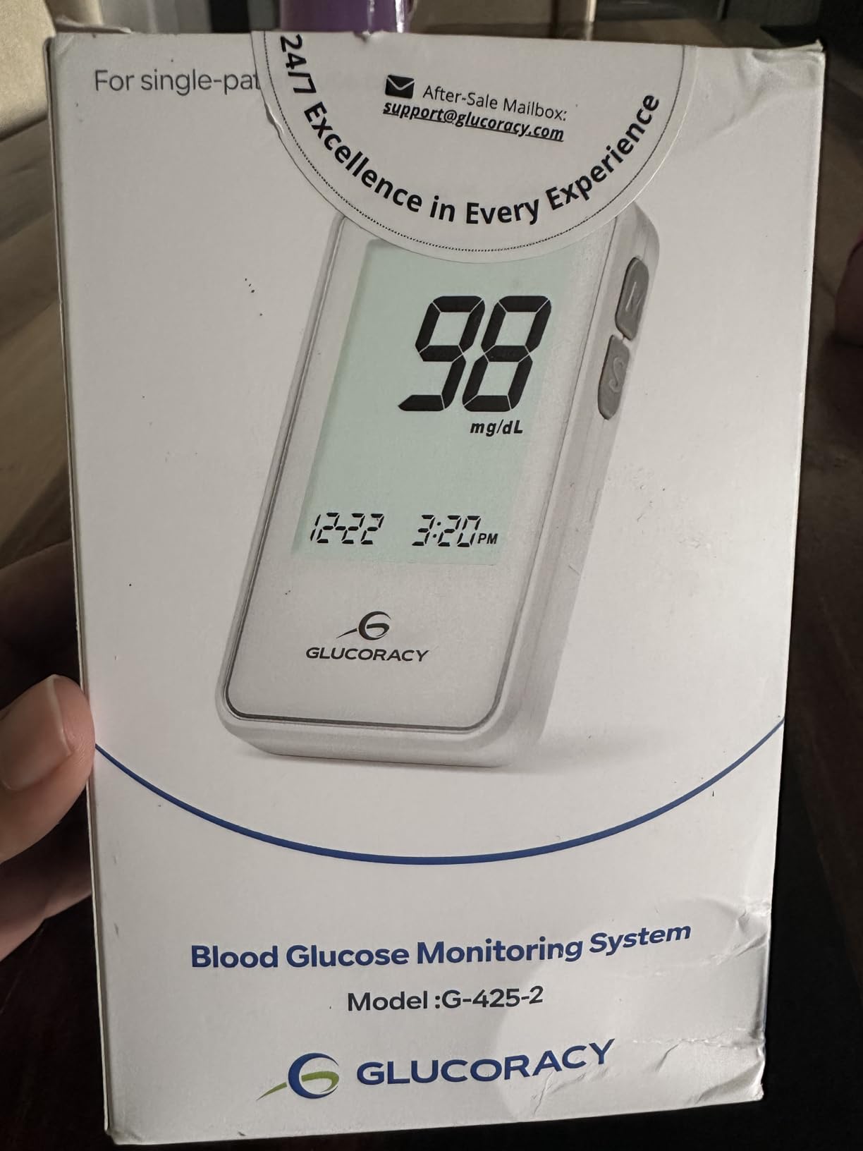 Glucoracy Blood Glucose Monitor Kit with 100 Blood Sugar Test Strips & Lancets, Glucometer, Lancing Device, Travel Case, Diabetic Home Testing Kit customer photo 2