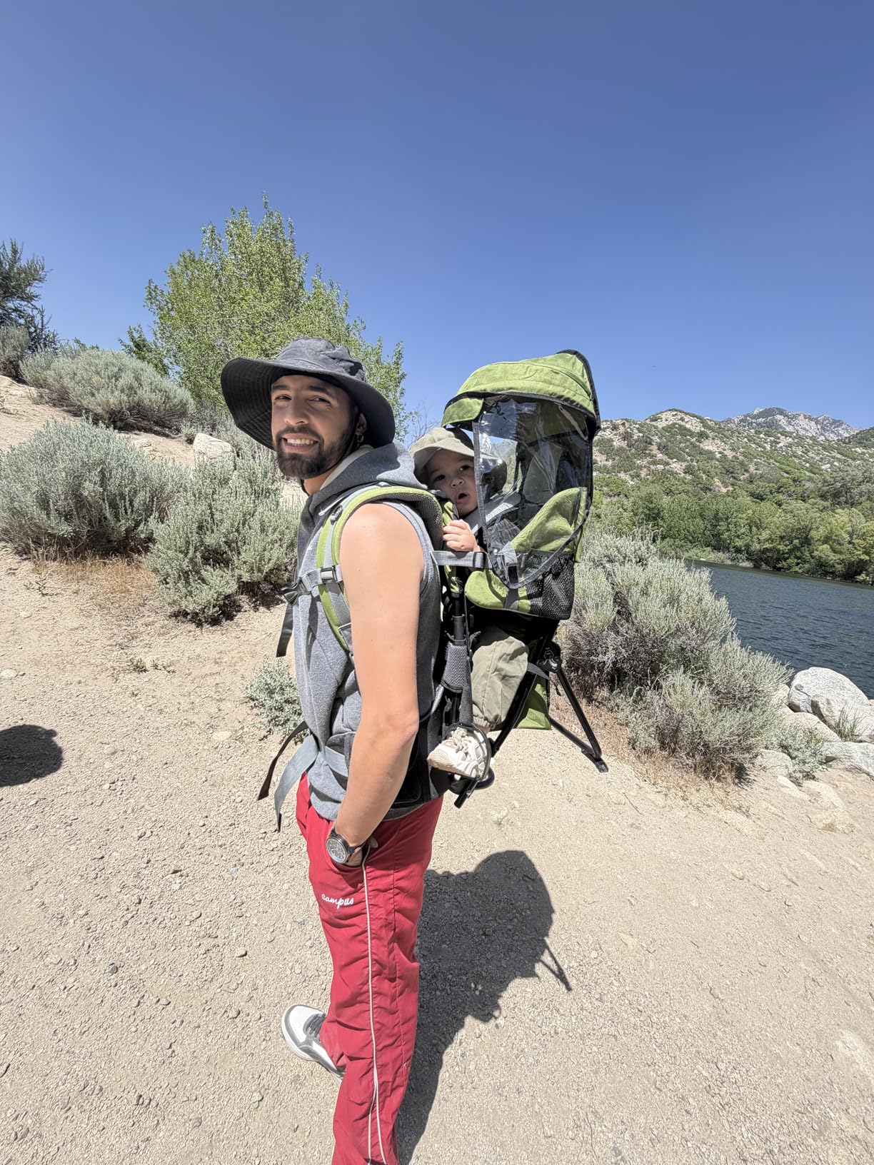 besrey Baby Backpack Carrier, Toddler Hiking Backpack with Safety 3-Height Seat, Adjustable Straps&Waist Belt, Foldable Frame Lightweight Large Capacity Child Carrier for Hiking (Black) customer photo 2