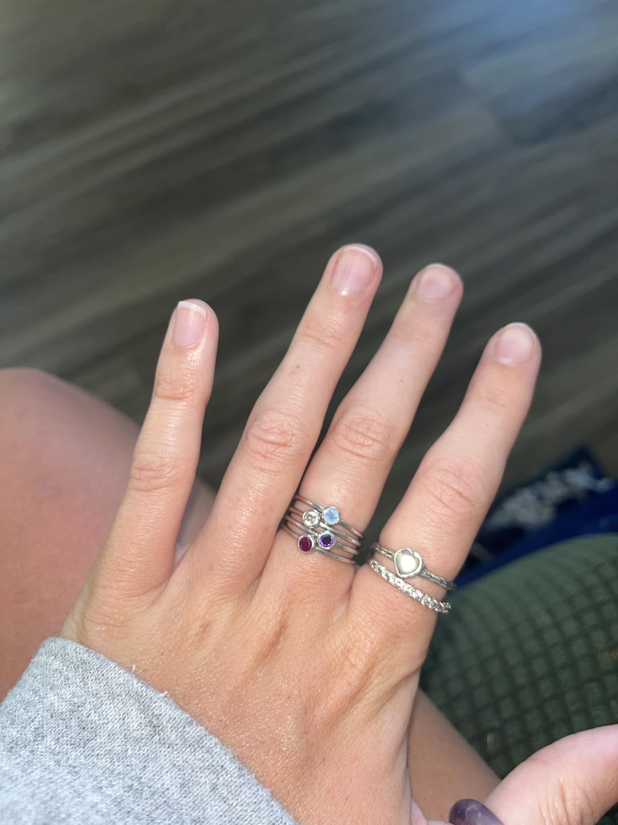 925 Sterling Silver Mother Daughter Birthstone Stackable Rings Set Mother Ring with Birthstone Mother Daughter Family Ring Mother's Day Jewelry Gifts for Wife customer photo 2