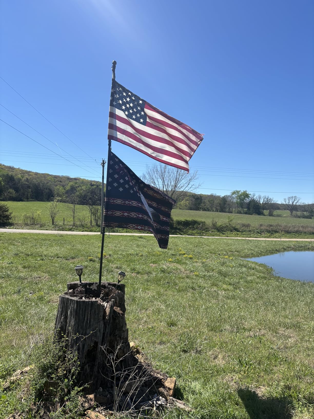 Acostop 10 FT In Ground Flag Poles for Outside House - Fit for 2 Flags Extra Thick Flag Pole Kit with 5 Prongs Base, Windproof Ground FlagPoles customer photo 2