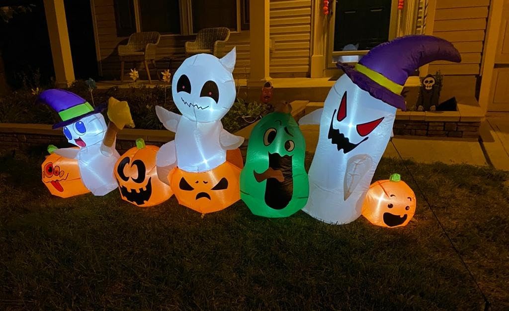 8 FT Halloween Inflatables Blow up Outdoor Decoration, Inflatable Ghost with Pumpkin Led Light Inflatables Outdoor Decor Blow Up Inflatables for Holiday Party Lawn Yard Garden Décor customer photo 2