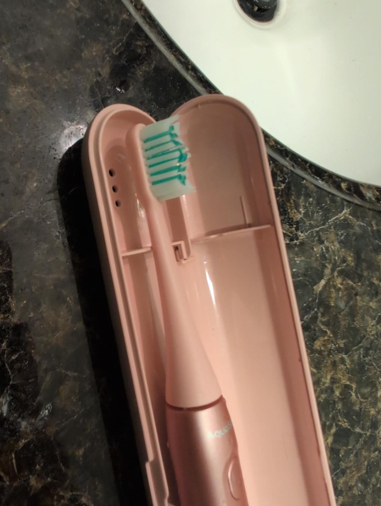 Aquasonic Icon ADA-Accepted Rechargeable Toothbrush | Magnetic Holder & Slim Travel Case | 2 Brushing Modes & Smart Timers | Gentle Micro-Vibrations (Stone) customer photo 1