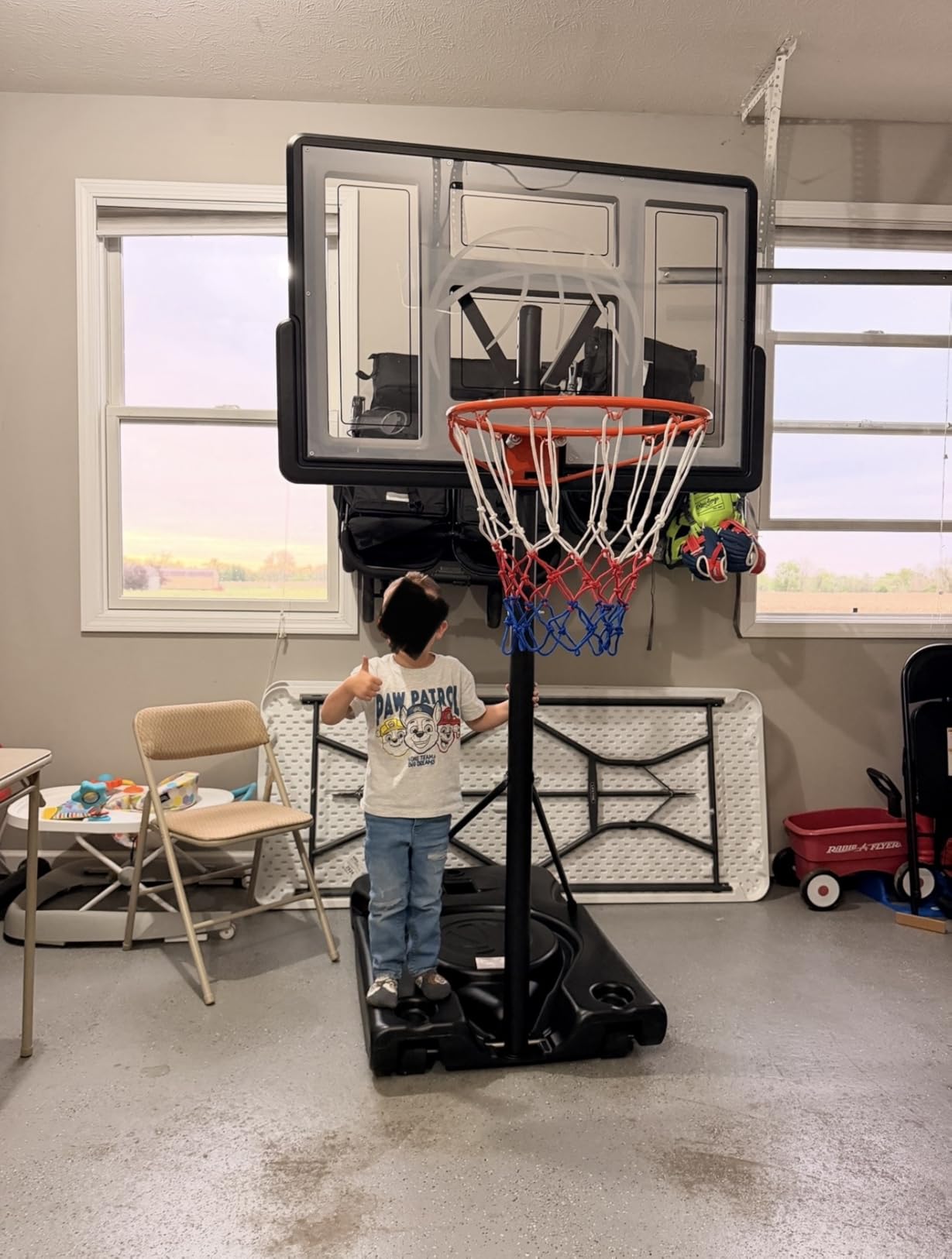 Yohood Basketball Hoop Outdoor 10ft Adjustable, Portable Basketball Hoop Goal System for Kids Youth and Adults in Backyard/Driveway/Indoor, 44 Inch Shatterproof Backboard and Larger Base customer photo 1