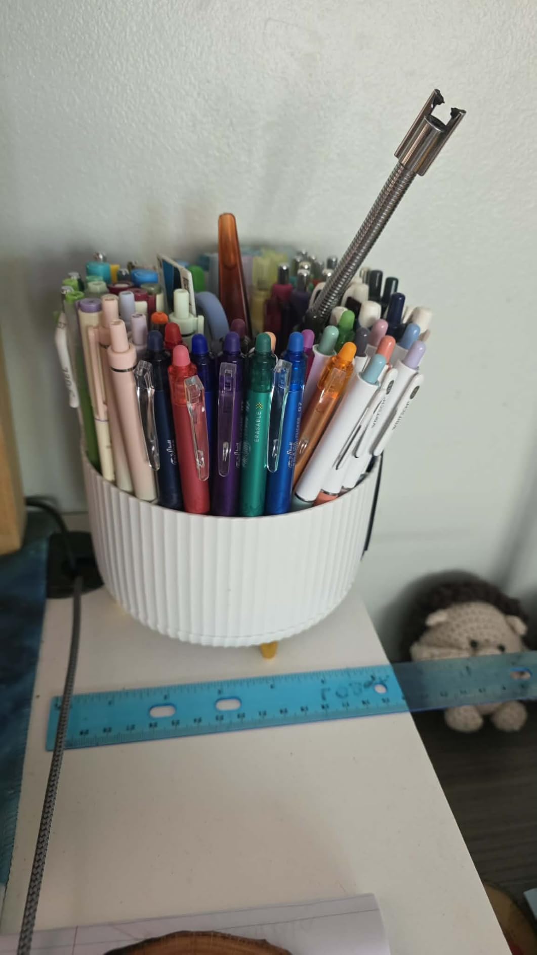 Cayxenful Pencil Holder For Desk,5 Slots 360 Degree Rotating Desk Organizers And Accessories,Desktop Storage Stationery Supplies Organizer, Cute Pencil Cup Pot For Office, School, Home (B-White) customer photo 1