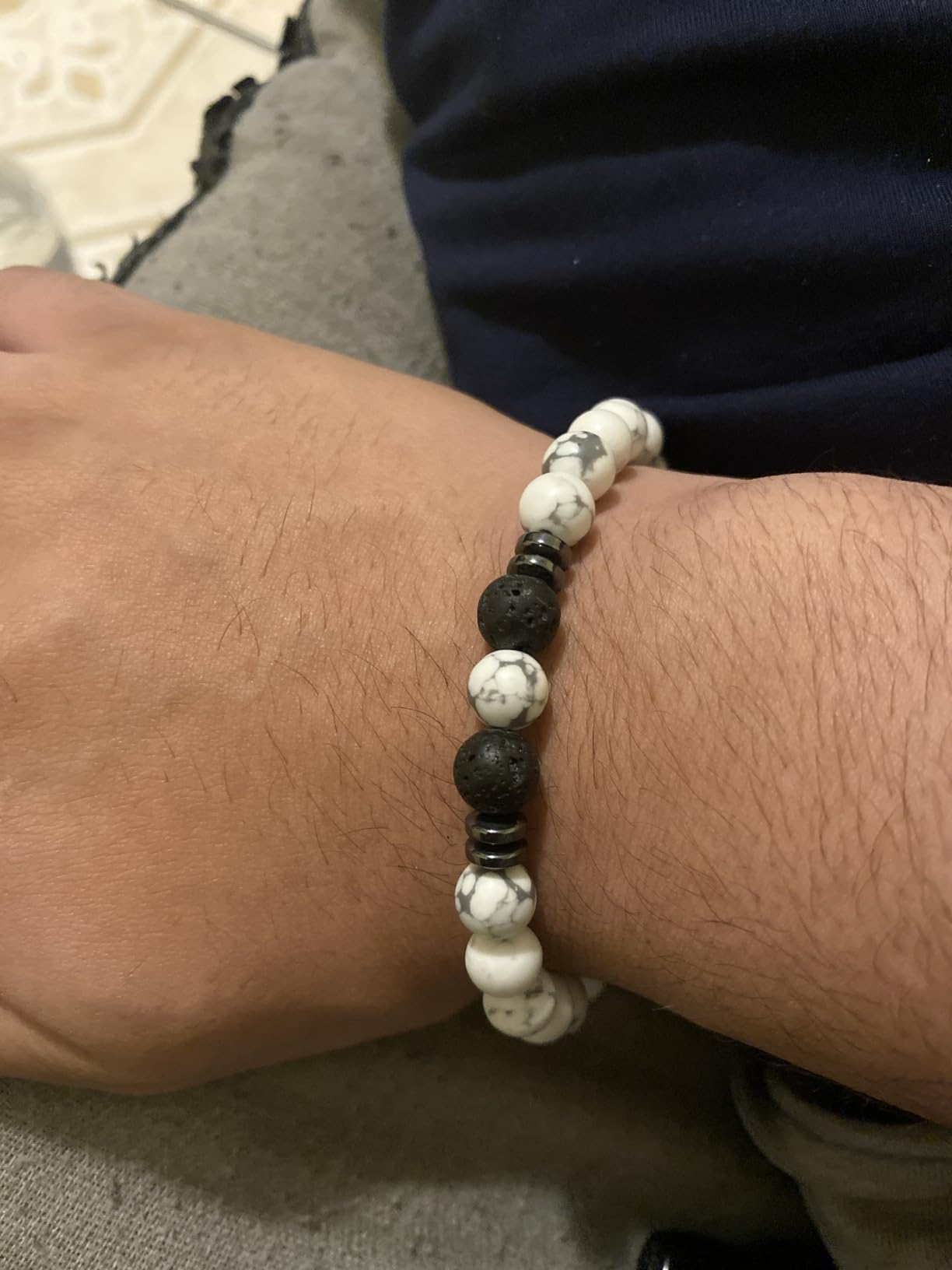 RANKEEF Tiger Eye Bracelet For Men 8MM Natural Stone Beads Bracelet Set Stretch Lava Rock Bracelets Adjustable Black Crystal Beaded Bracelet for Men Women Gifts customer photo 1