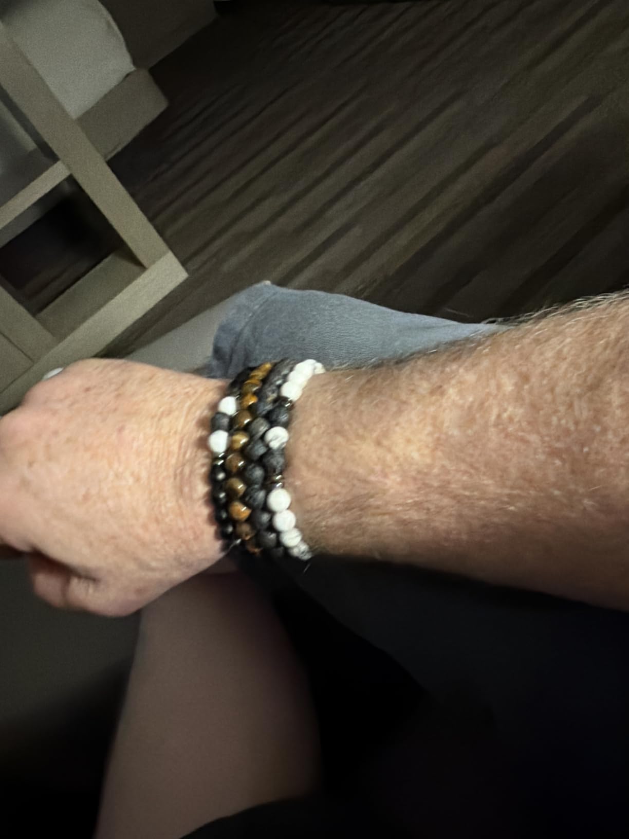 RANKEEF Tiger Eye Bracelet For Men 8MM Natural Stone Beads Bracelet Set Stretch Lava Rock Bracelets Adjustable Black Crystal Beaded Bracelet for Men Women Gifts customer photo 2