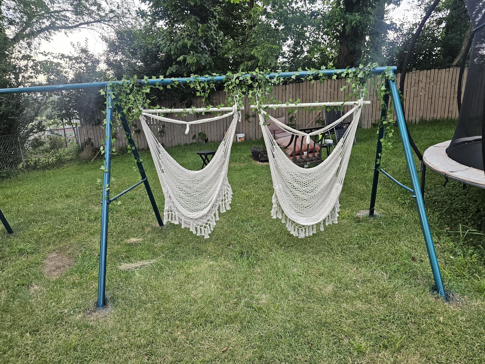 Chihee Hammock Chair Handmade Hanging Chair Cotton Rope Woven Hanging Seat Soft-Spun Large Stretch Hammock Swing, Collapsible Strong Metal Spreader Bar Elegant Macrame Comfort Indoor Outdoor Garden customer photo 1