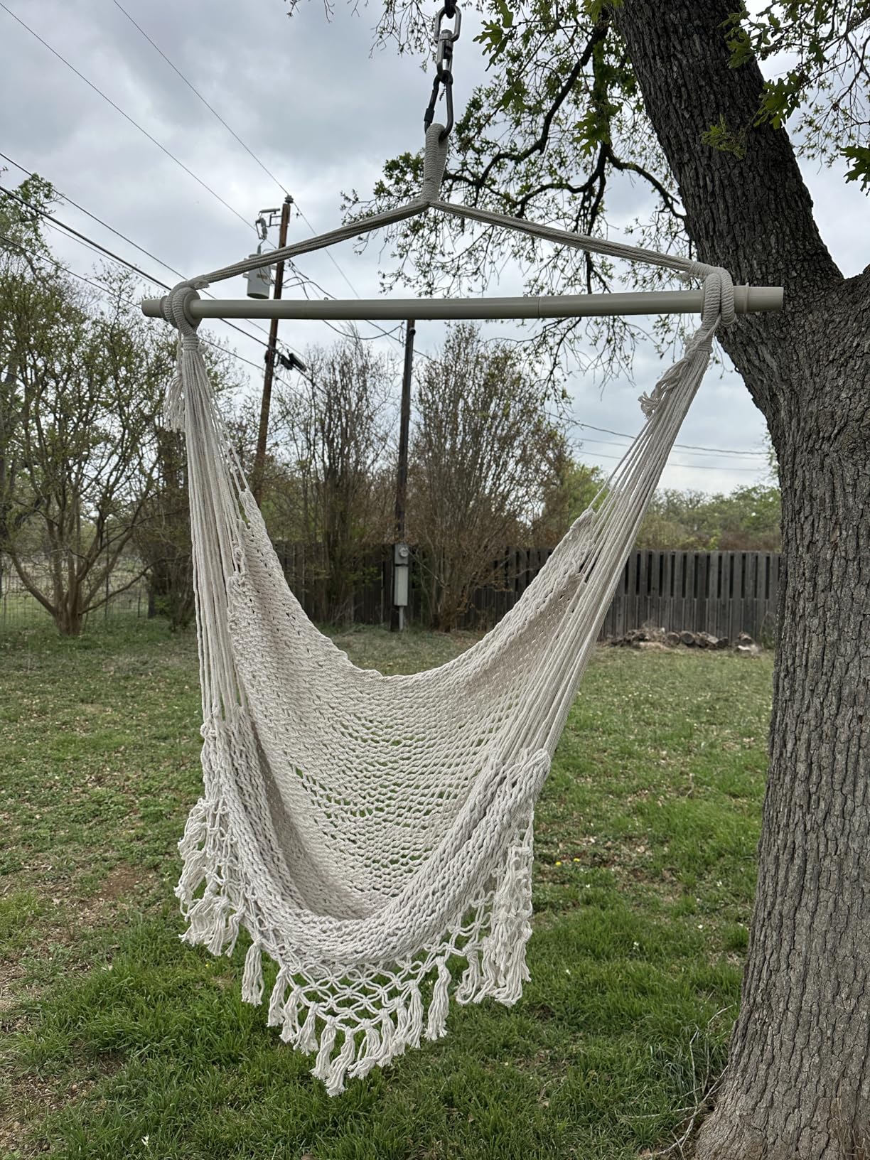Chihee Hammock Chair Handmade Hanging Chair Cotton Rope Woven Hanging Seat Soft-Spun Large Stretch Hammock Swing, Collapsible Strong Metal Spreader Bar Elegant Macrame Comfort Indoor Outdoor Garden customer photo 2