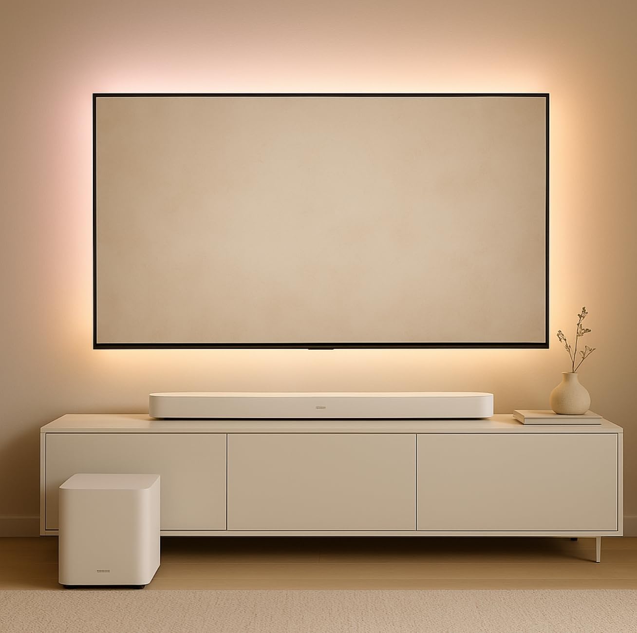Smart Ultra Dolby Atmos Soundbar, All-in-One Surround Sound System for TV, A.I. Dialogue Mode, Alexa and Google Voice Control, HDMI eARC, White customer photo 2