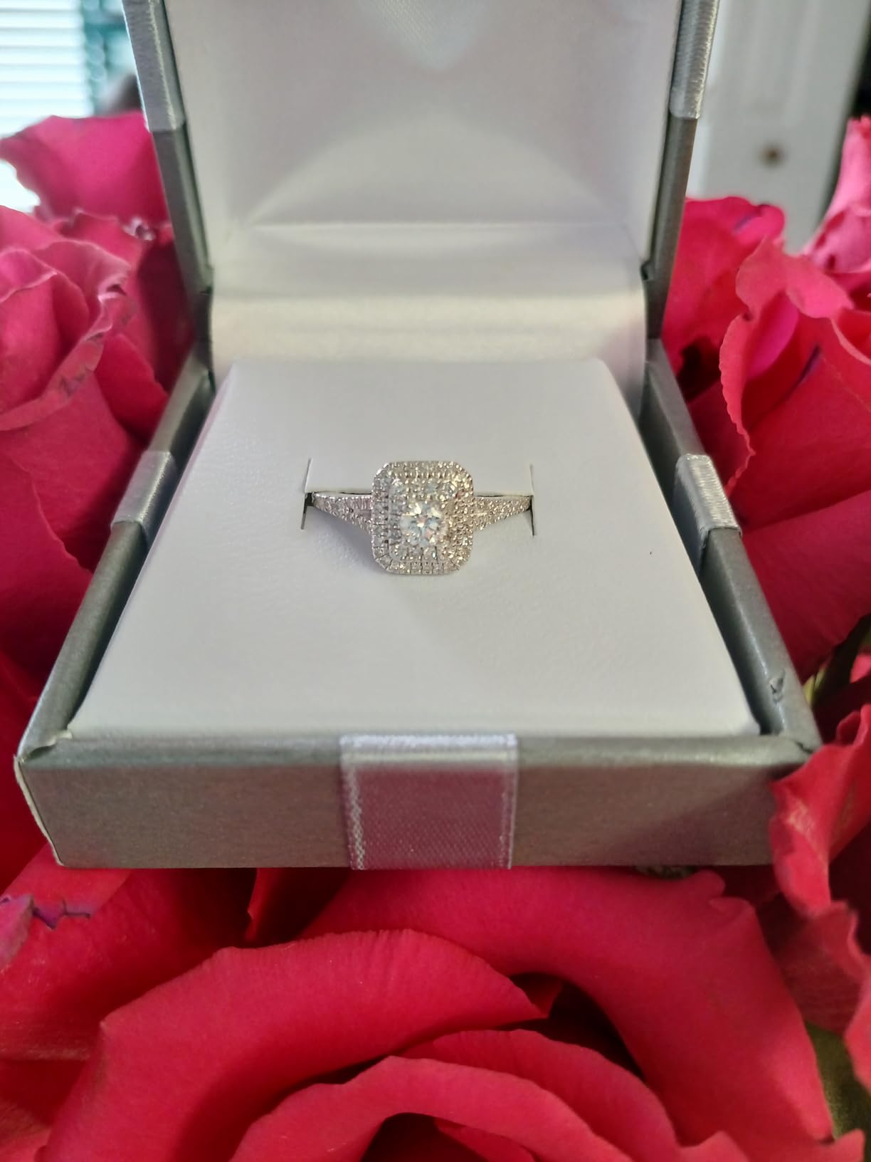 1 ct. T.W. Lab Grown Diamond (SI1-SI2 Clarity, F-G Color) and Sterling Silver Pear Shape Engagement Ring customer photo 1
