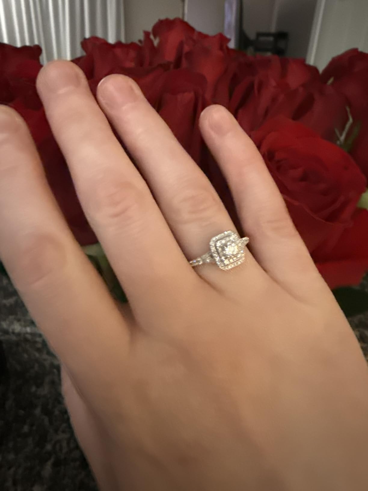 1 ct. T.W. Lab Grown Diamond (SI1-SI2 Clarity, F-G Color) and Sterling Silver Pear Shape Engagement Ring customer photo 2