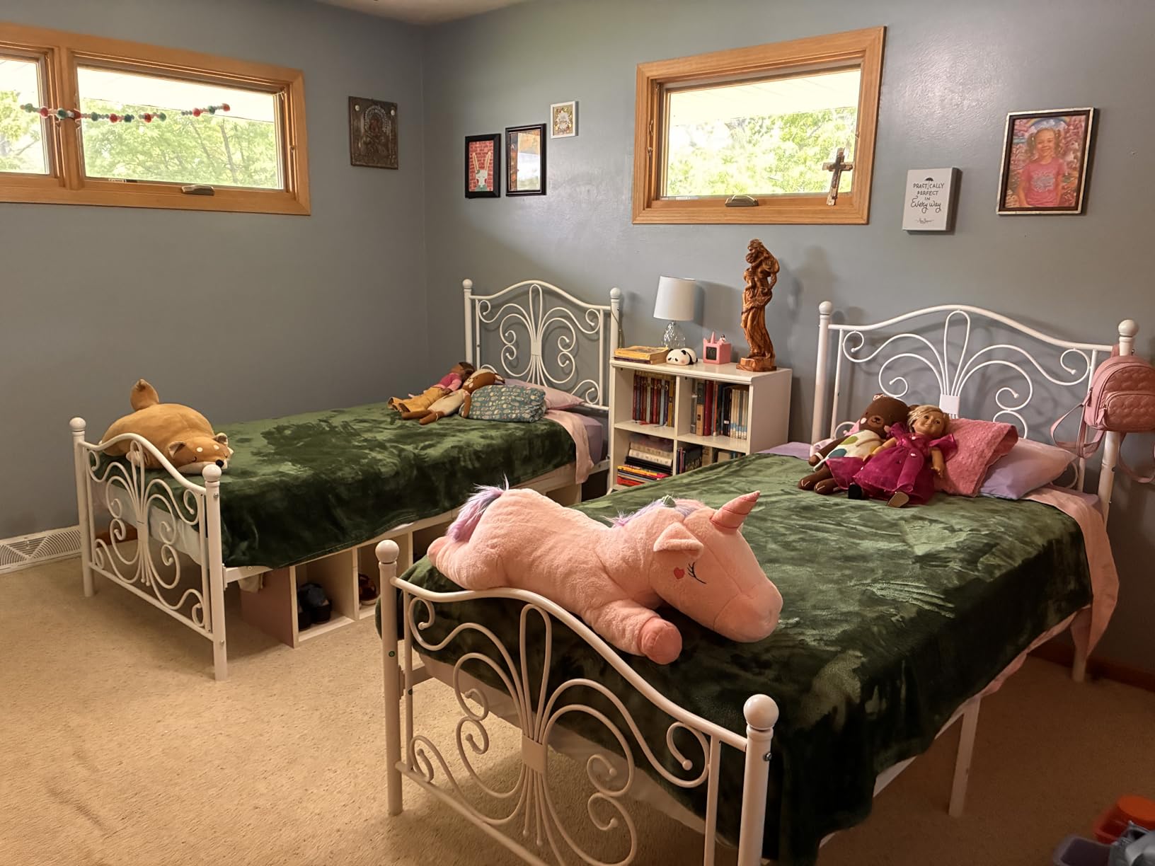 SHA CERLIN Twin Size Bed Frame for Kids, Metal Bed Frame with Butterfly Pattern Design Headboard & Footboard, White customer photo 1