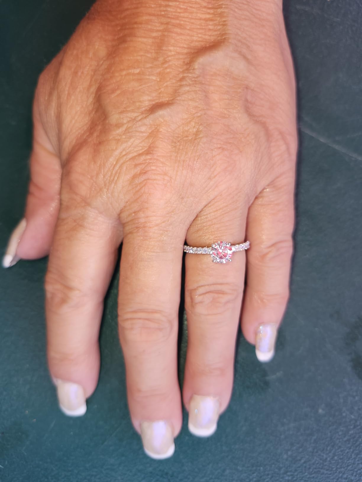 Houston Diamond District 1 to 6 CT Lab Grown Diamond Solitaire Ring | 14K White Gold Round Cut Prong Set Wedding Engagement Ring Band for Women in Solid Gold E-F Color VS1-VS2 Clarity customer photo 2