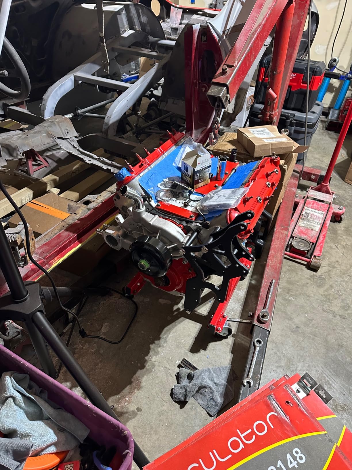 Mobile Engine Cradle Stand for V8 & LS Engines - Steel Rolling Stand w/Wheels & Tool Storage | Easy Assembly (Fits All LS Models) customer photo 2