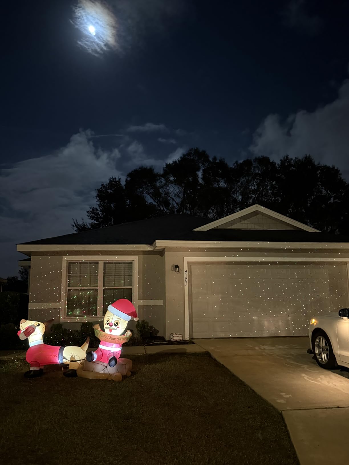 SUNFUCAN Laser Christmas Projector Lights Outdoor, Outdoor Garden Laser Light, Landscape Lights with Red and Green Stars, IP65 Waterproof,Cold Resistant. Suitable for Holiday, Party, Garden Decoration customer photo 1