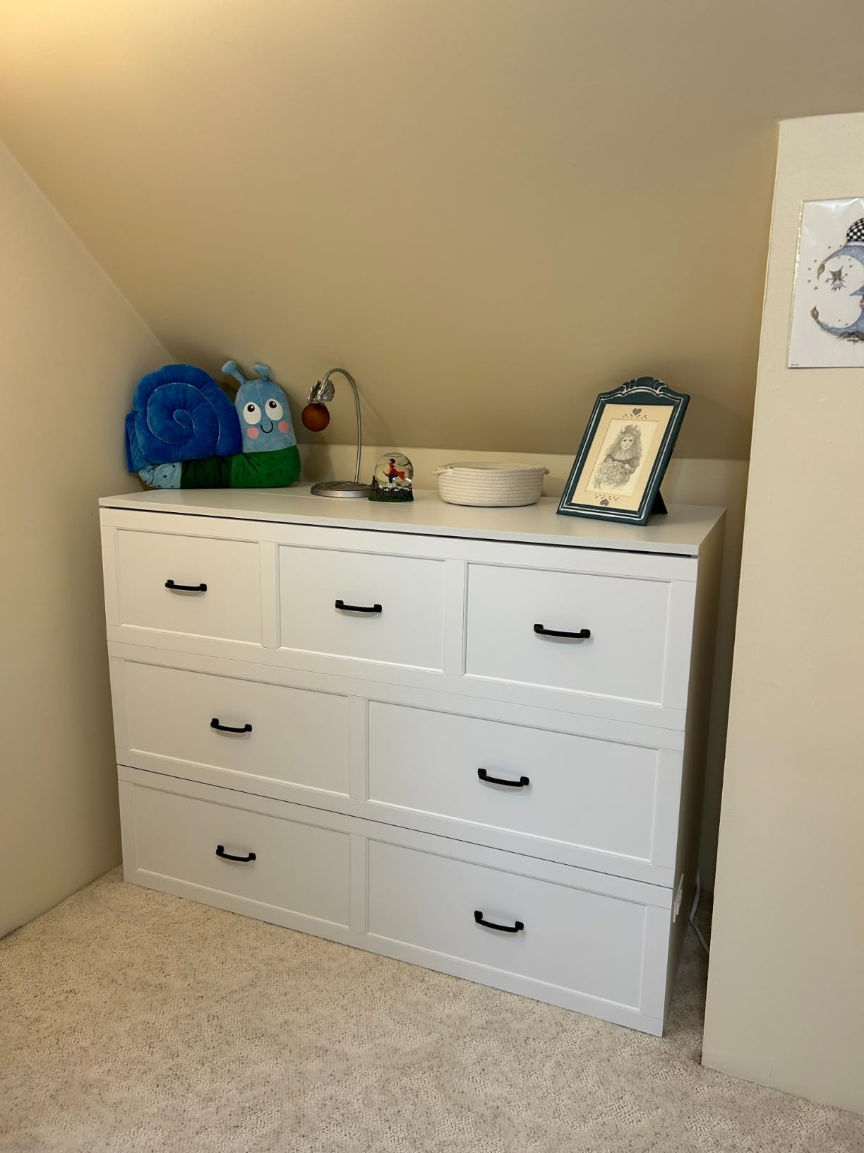 ECACAD Multi-Functional Murphy Cabinet Bed, Full Size Bed Frame Murphy Chest with Built-in Power Strip & 3 Drawers, Full Foldable Platform BedFrame, White customer photo 2