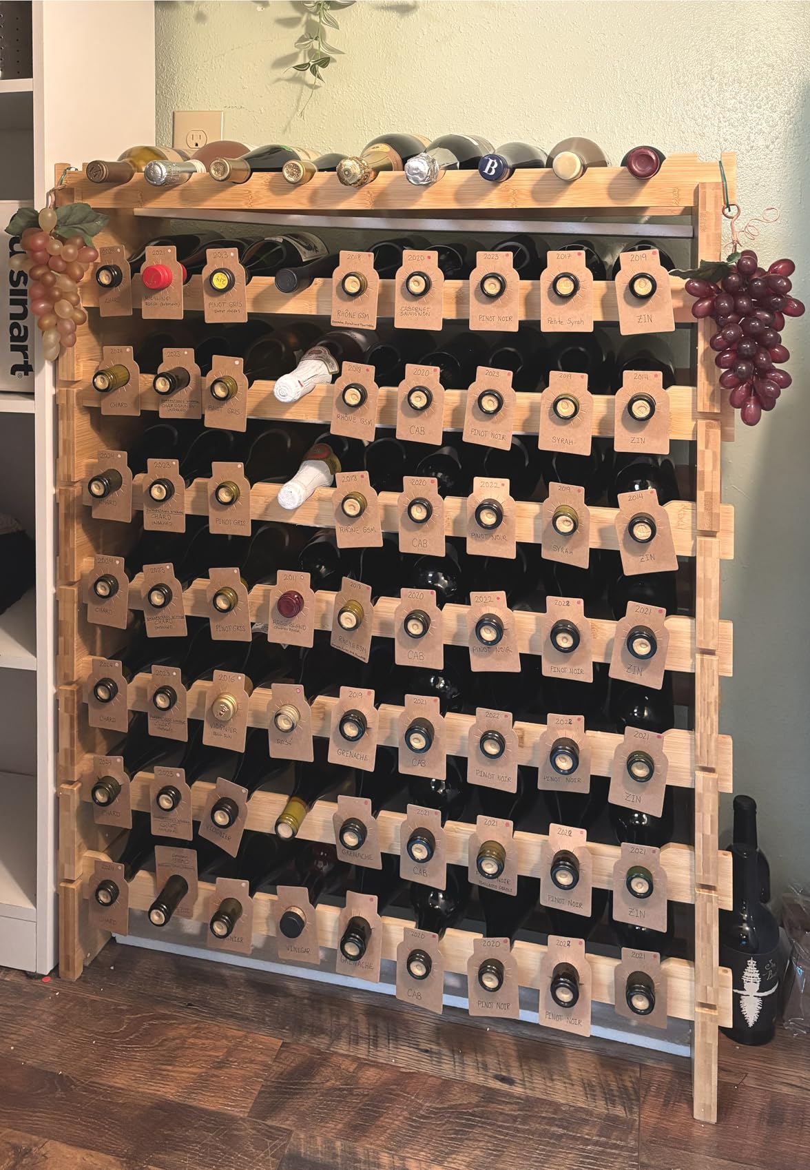 NutriChef 108 Bottle Stackable Bamboo Wine Rack, 12-Tier Modular Shelf customer photo 2