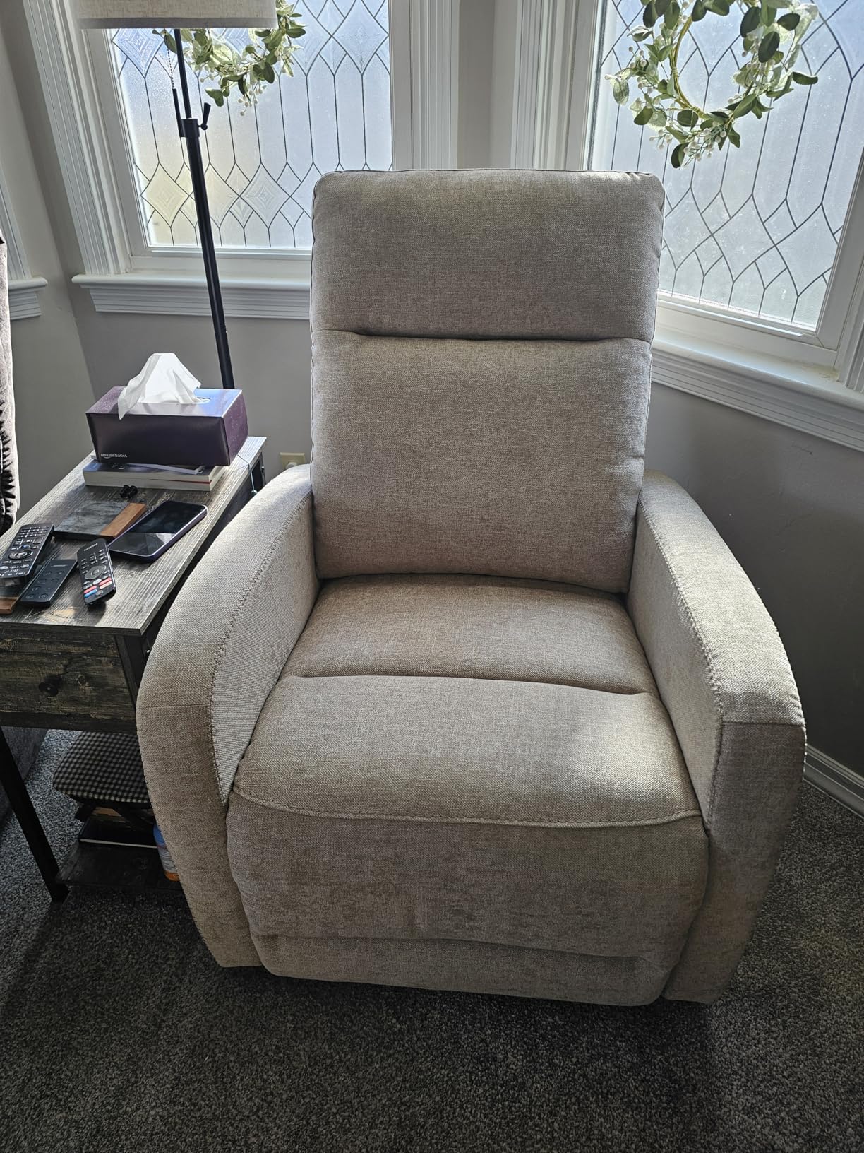 Watson & Whitely Zero Wall Hugger Recliners, Power Recliner Chair with Adjustable Headrest, Type-C Charger, RV Recliners for Small Space Living Room, Faux Leather Grey customer photo 2