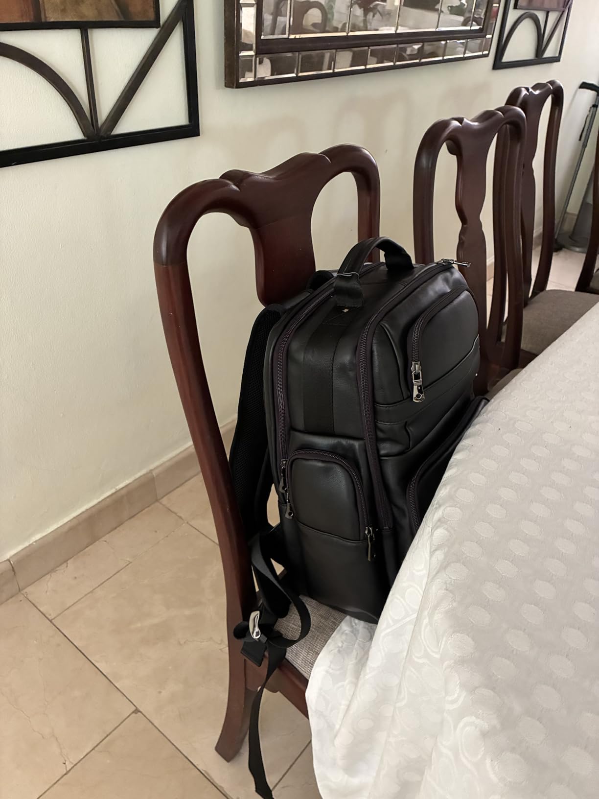 TIDING Men's Vintage Leather Backpack 15.6