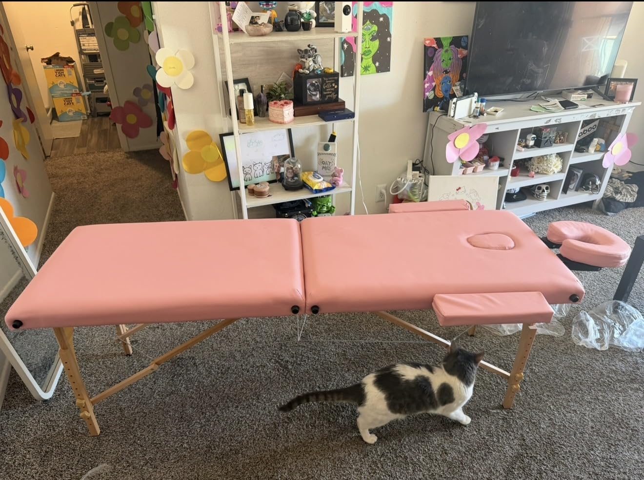 CHRUN Massage Table Portable Wooden Lash Bed 24 inch Wide Massage Bed Foldable Beauty Spa Tattoo Face Cradle Adjustable Height customer photo 2