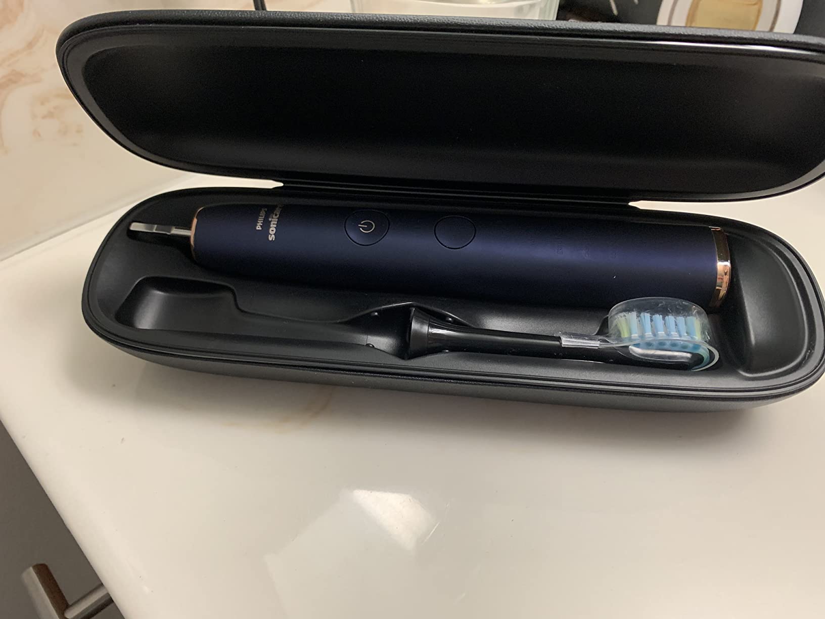 Philips Sonicare DiamondClean Smart 9700 Electric Toothbrush - Sonic Toothbrush with App, Pressure Sensor, 15 Brushing Settings, Replacement Reminder, Charging Travel Case, Lunar Blue, HX9957/71 customer photo 1