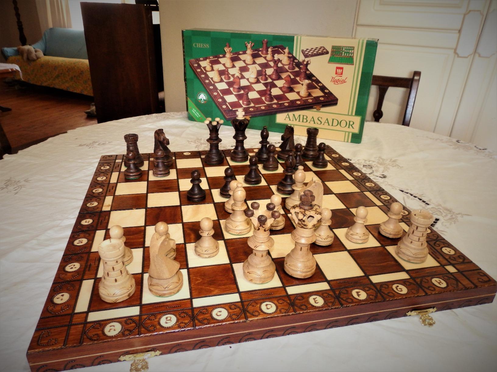 Wegiel Imperator 21-Inch Luxury Wooden Chess Set for Adults and Kids - Handcrafted from Premium Beech and Birch Wood - Unique Folding Design with Chess Piece Storage, Brown, Imperator - Brown customer photo 1