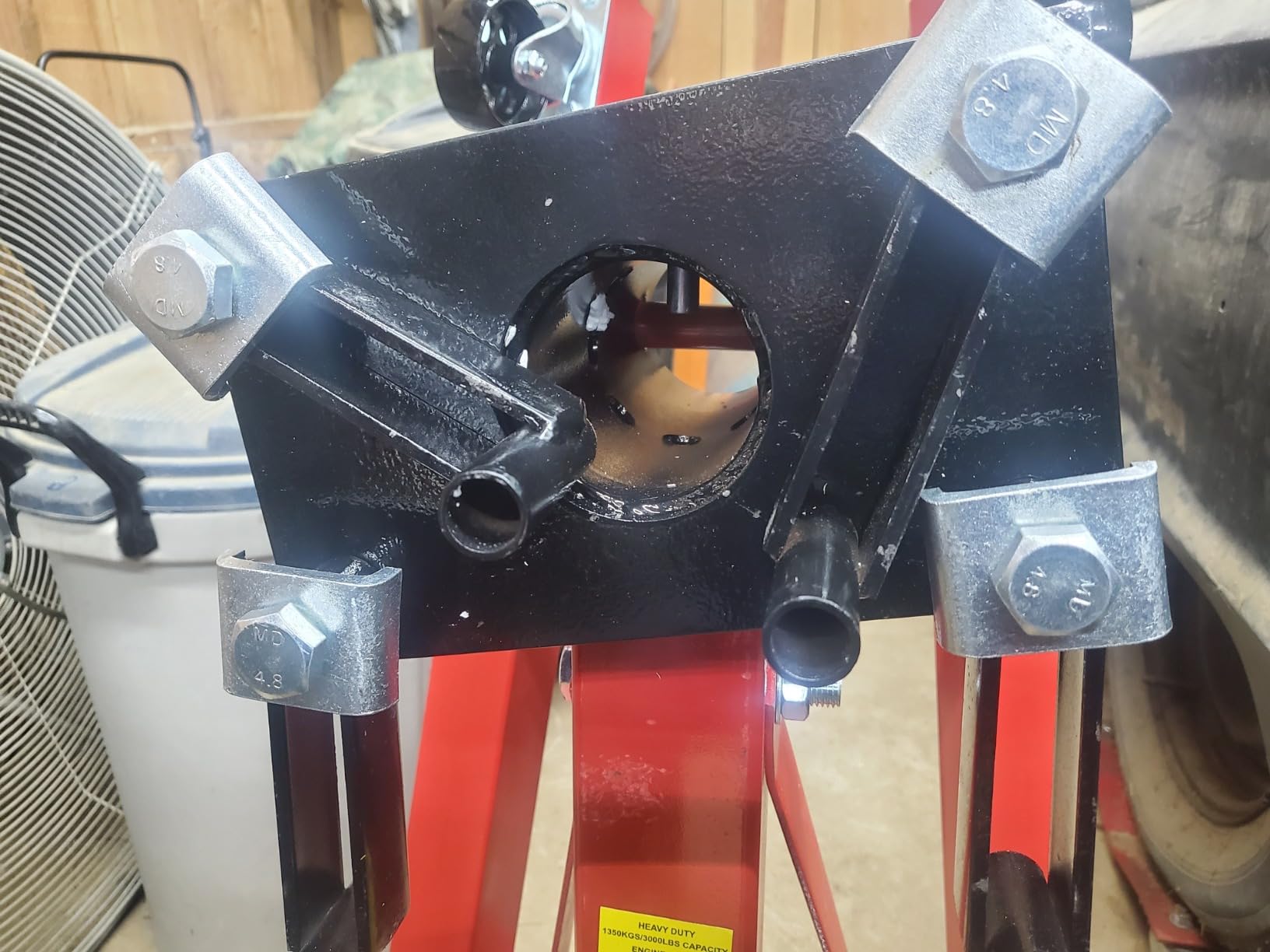 Engine Stand, 3000lbs Capacity Engine Motor Stand with 360 Degree Rotating Head, Heavy-Duty Foldable Engine Lift Stand with 6 Wheels, 4 Adjustable Arms, Red customer photo 2