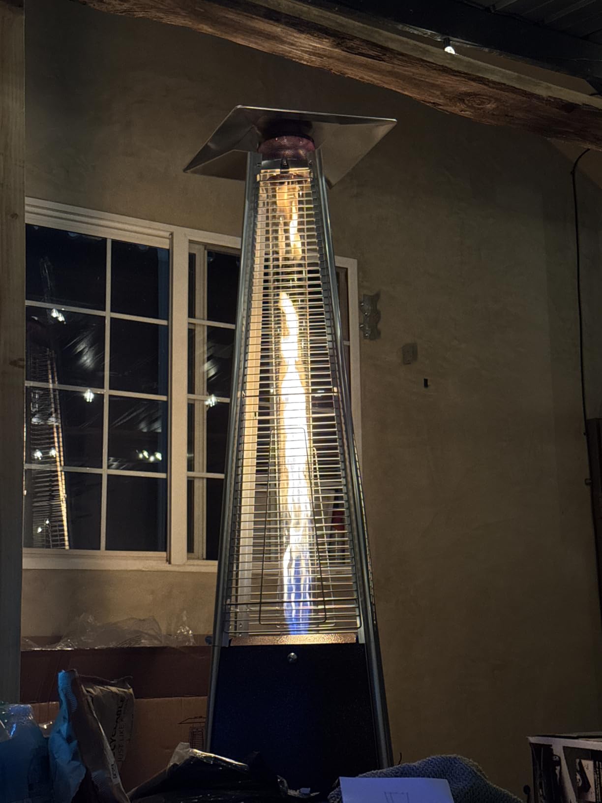 FOOWIN Patio Heater,48,000 BTU Outdoor Heater with Wheels,Propane Patio Heater w/Waterproof Cover & Gloves,Quartz Glass Tube Pyramid Outdoor Heater for Party,Backyard,Garden,Bronze customer photo 1