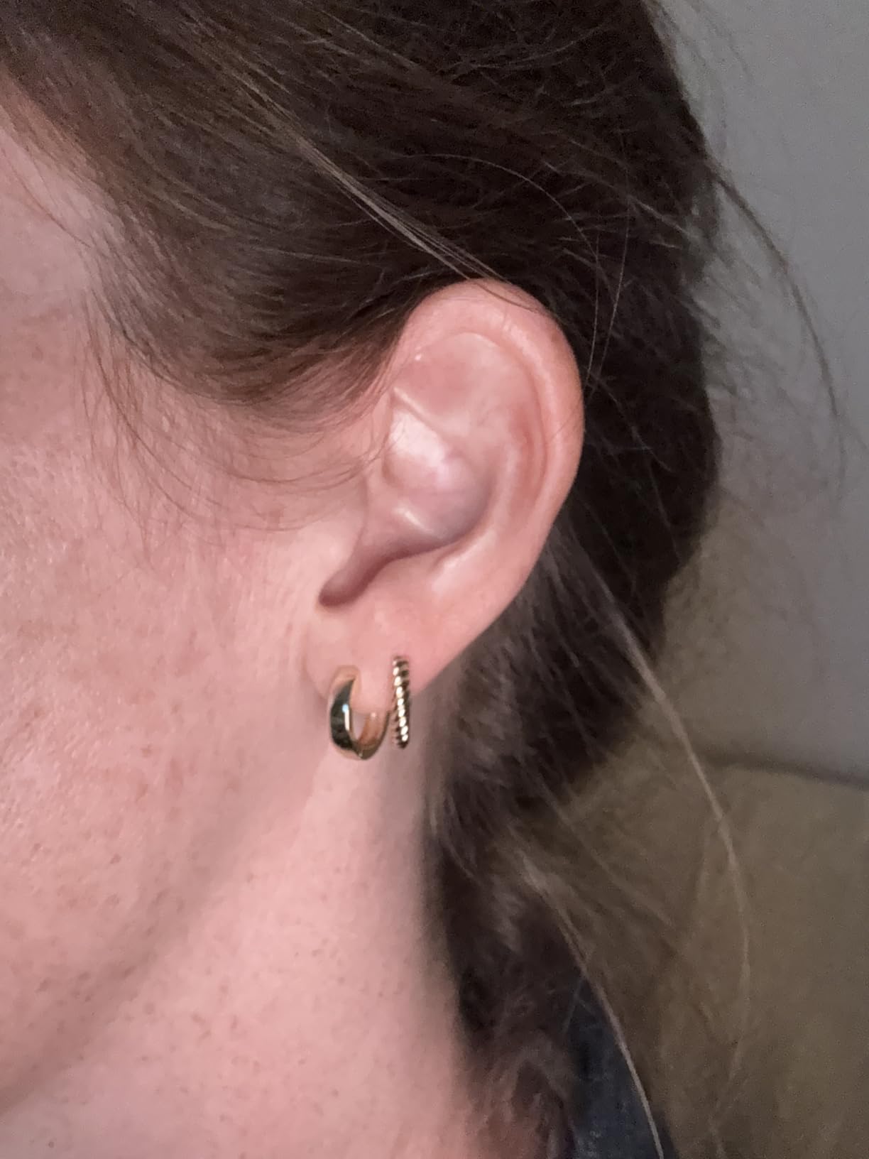 PAVOI Gold Hoop Earrings for Women, 3-Pair Small Huggie Earrings Set | Hypoallergenic Earrings with 925 Sterling Silver Posts, 14K & 18K Gold Plated Piercing Earrings with Cubic Zirconia customer photo 2