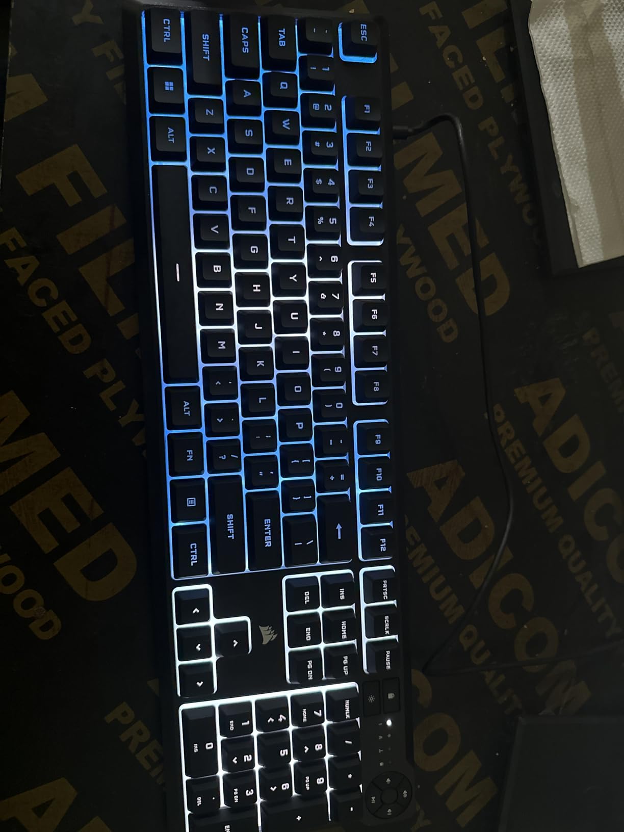 K55 CORE RGB Membrane Wired Gaming Keyboard – QWERTY US Layout – Quiet, Responsive Switches – Spill Resistance – Ten-Zone RGB – Media Keys – iCUE Compatible – PC, Mac – Black customer photo 2