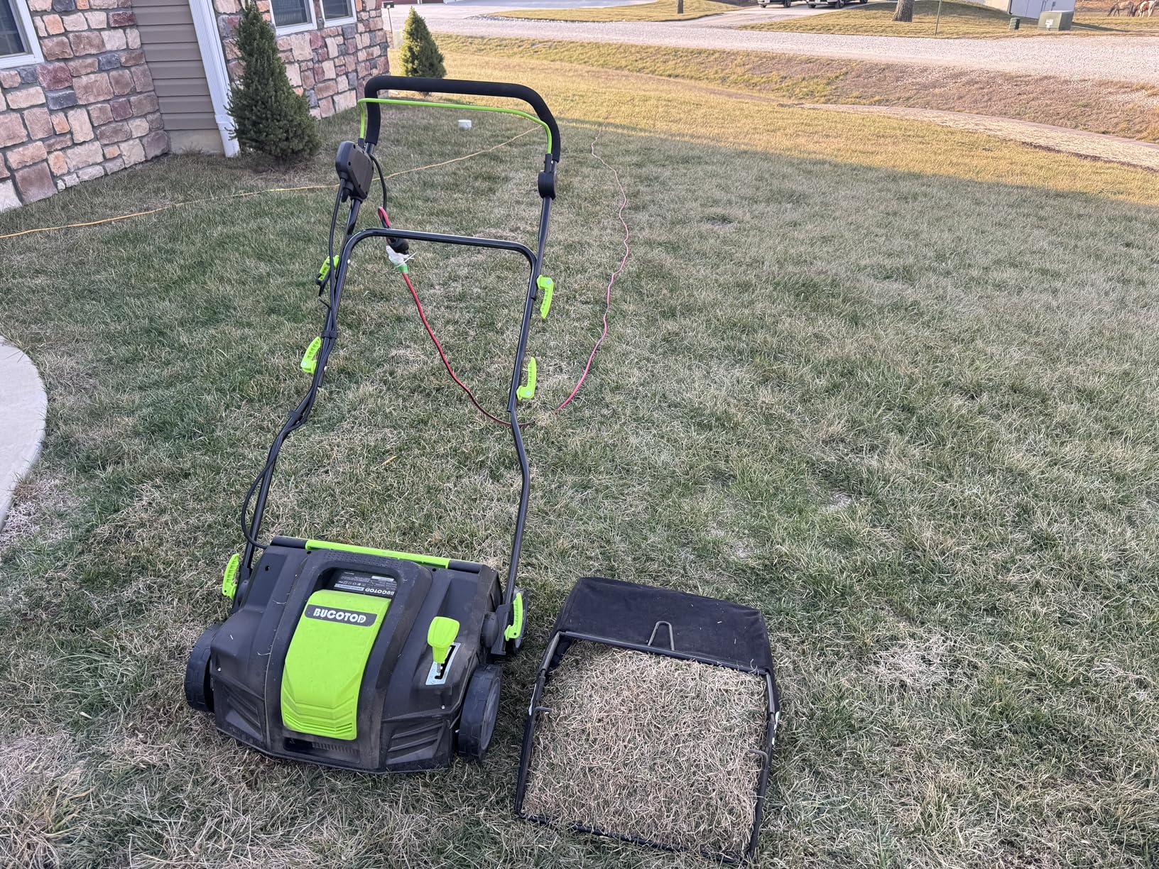 2-in-1 Dethatcher & 16-Inch Scarifier Electric Corded, 15 Amp Copper Motor, Electric Lawn Dethatcher with 5-Position Depth Adjustment, 14.5 gal Thatch Bag,Walk Behind for Yard Lawn Garden Care customer photo 1
