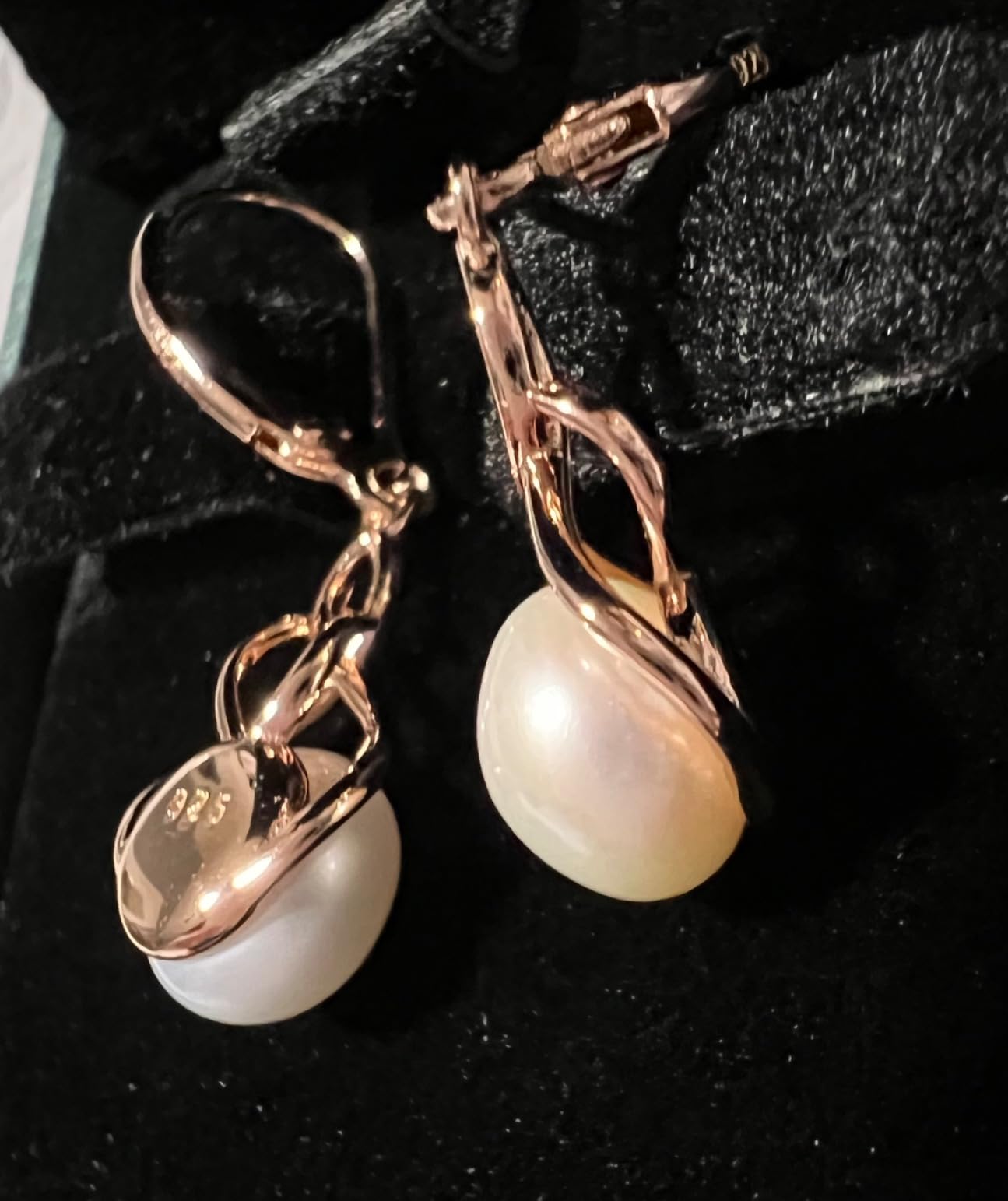 Celtic Knot & Infinity Pearl Earrings for Women - 925 Sterling Silver Dangle Earrings with 9mm Freshwater Pearl, White/Rose/ 14K Gold Plated Jewelry Gifts customer photo 1