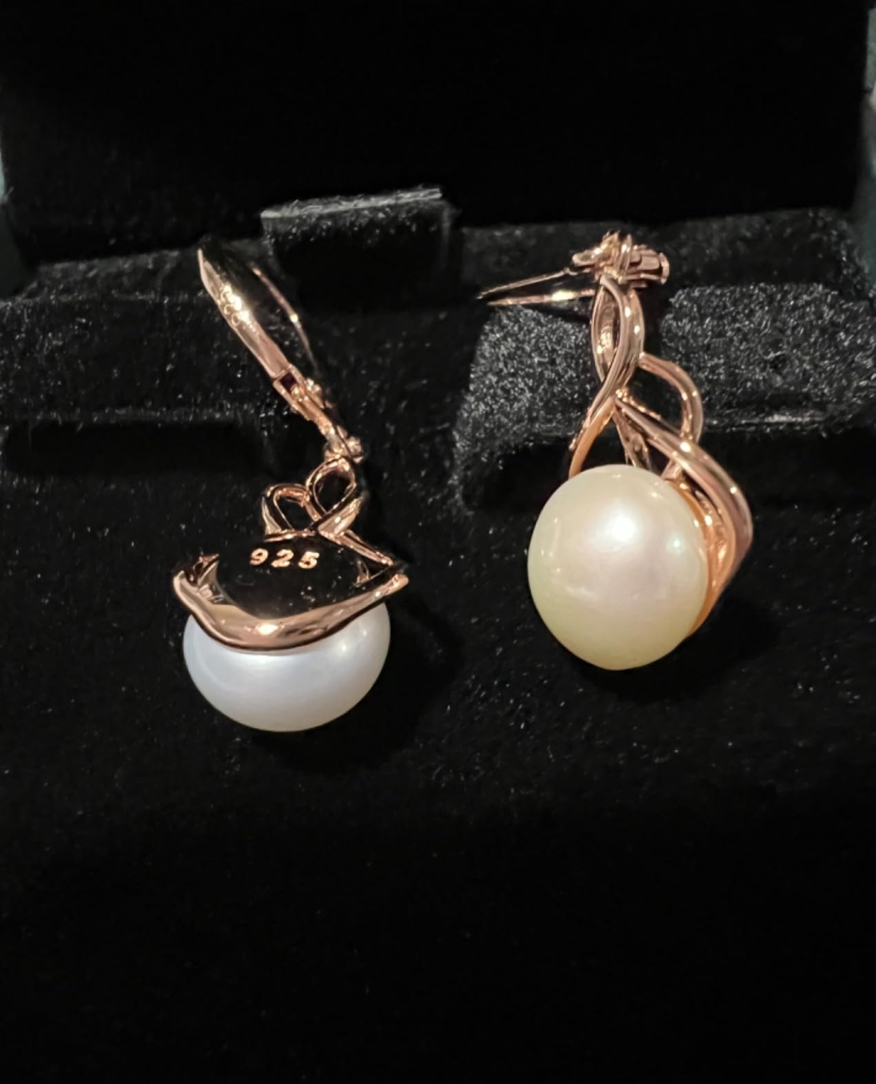 Celtic Knot & Infinity Pearl Earrings for Women - 925 Sterling Silver Dangle Earrings with 9mm Freshwater Pearl, White/Rose/ 14K Gold Plated Jewelry Gifts customer photo 2