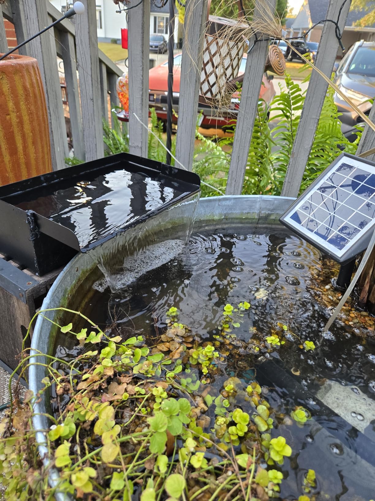 POPOSOAP Pond Waterfall with Pump Kit, 304 Stainless Steel Waterfall Spillway with 40W 660GPH Pump, Pond Spillway with 9.8FT Corrugated Tubing for Garden (12inch)-P43 customer photo 1