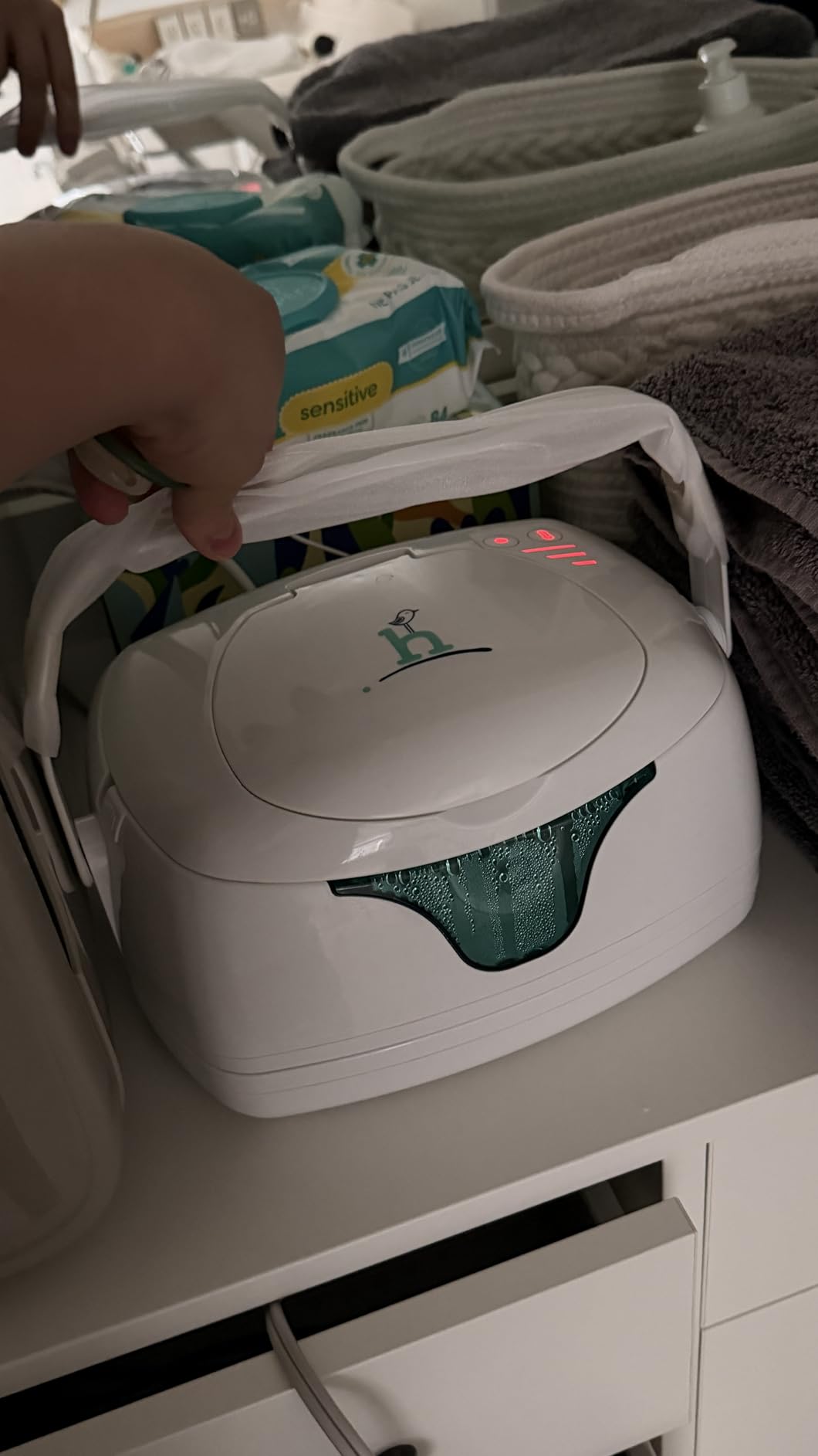 Hiccapop Portable Baby Wipe Warmer, Baby Wipes Warmer for Babies Includes 2 Power Bases, Diaper Wipe Warmer with Changing Light customer photo 2