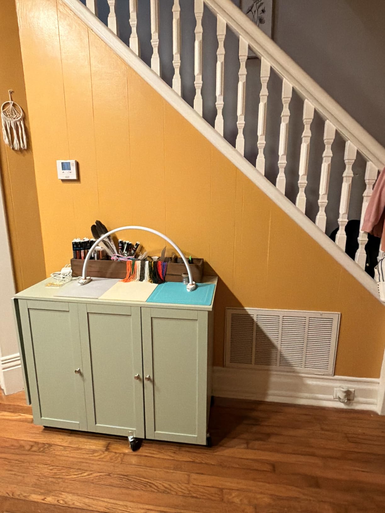 Best Choice Products Large Folding Sewing Table, Multipurpose Portable Craft Station & Side Desk w/Compact Design, Caster Wheels, Storage Shelves, 2 Storage Trays, Magnetic Doors - Natural/White customer photo 1