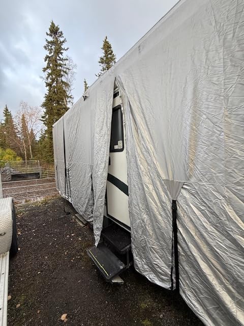 FRUNO Oxford Fabric Class C RV Cover Fits 23'-26' Waterproof Rip-Resistant Anti-UV Motorhome Camper Cover for Winter Snow with 4 Tire Covers and Gutter Covers customer photo 1