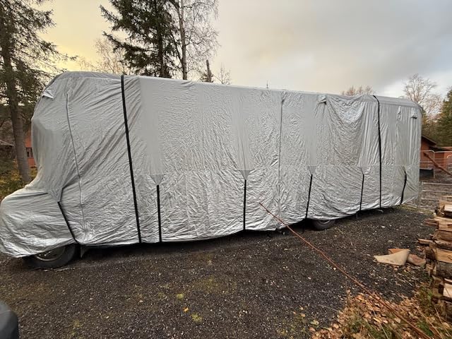 FRUNO Oxford Fabric Class C RV Cover Fits 23'-26' Waterproof Rip-Resistant Anti-UV Motorhome Camper Cover for Winter Snow with 4 Tire Covers and Gutter Covers customer photo 2