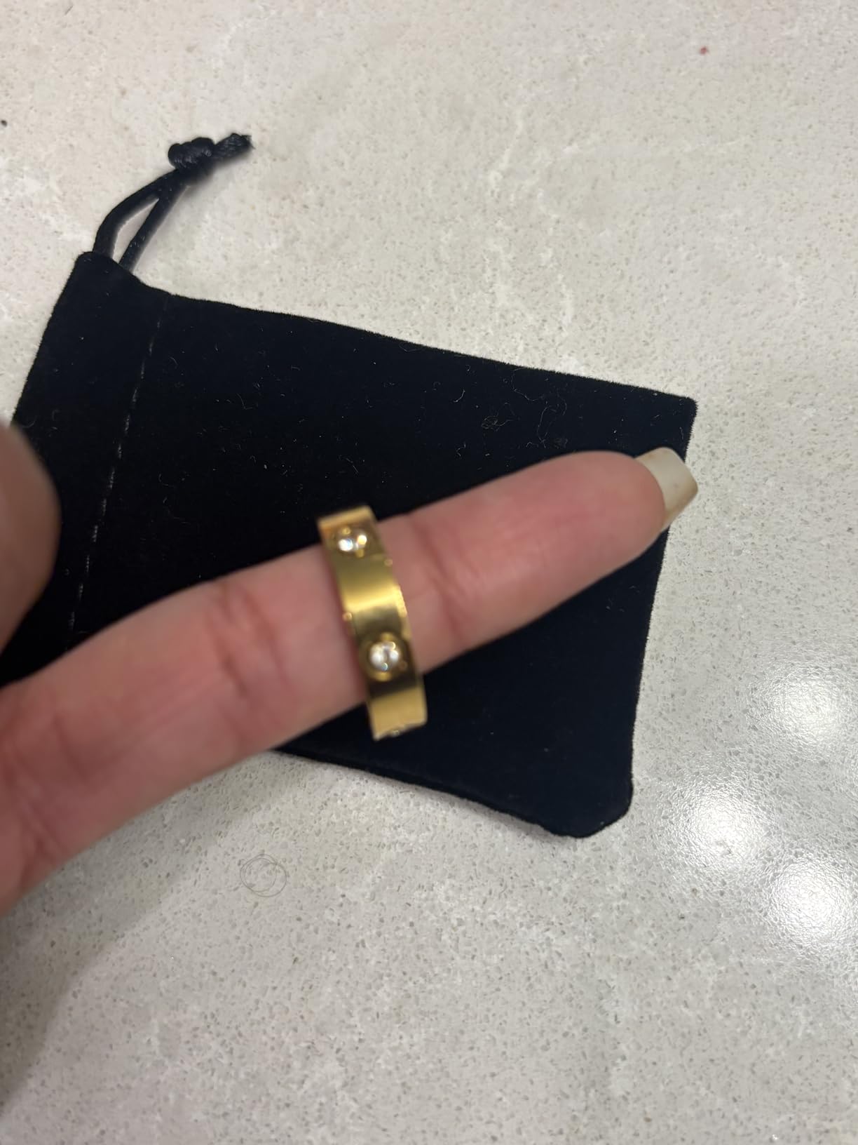PDWZNBA Love Friendship Ring 18K Gold-Plated Stainless Steel Promise Ring Wedding Band Jewelry Birthday Gifts for Women customer photo 2