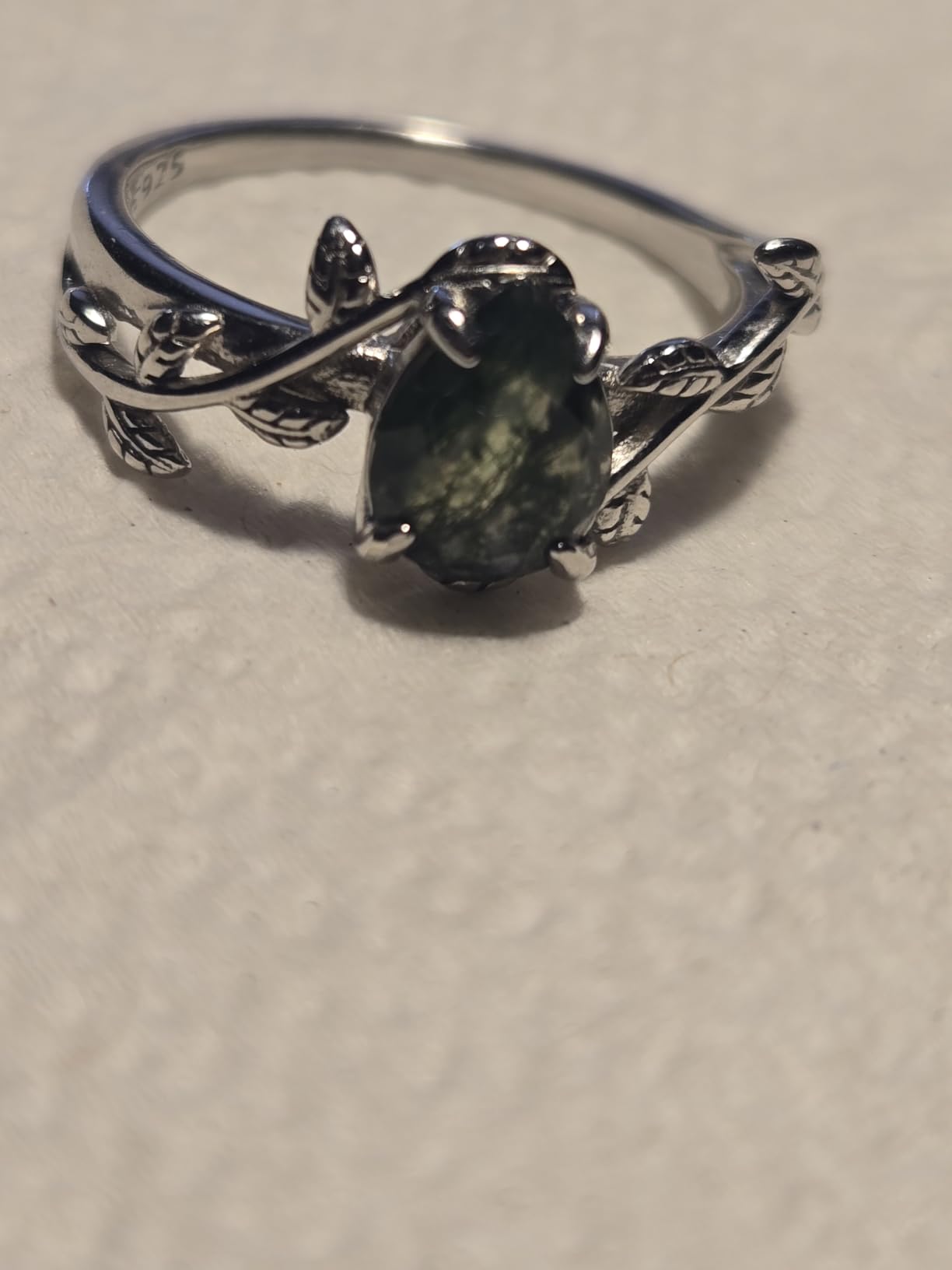 Wasee Natural Moss Agate Ring for Women 925 Sterling Silver Green Moss Agate Engagement Wedding Promise Ring Jewelry Gifts for Women customer photo 2