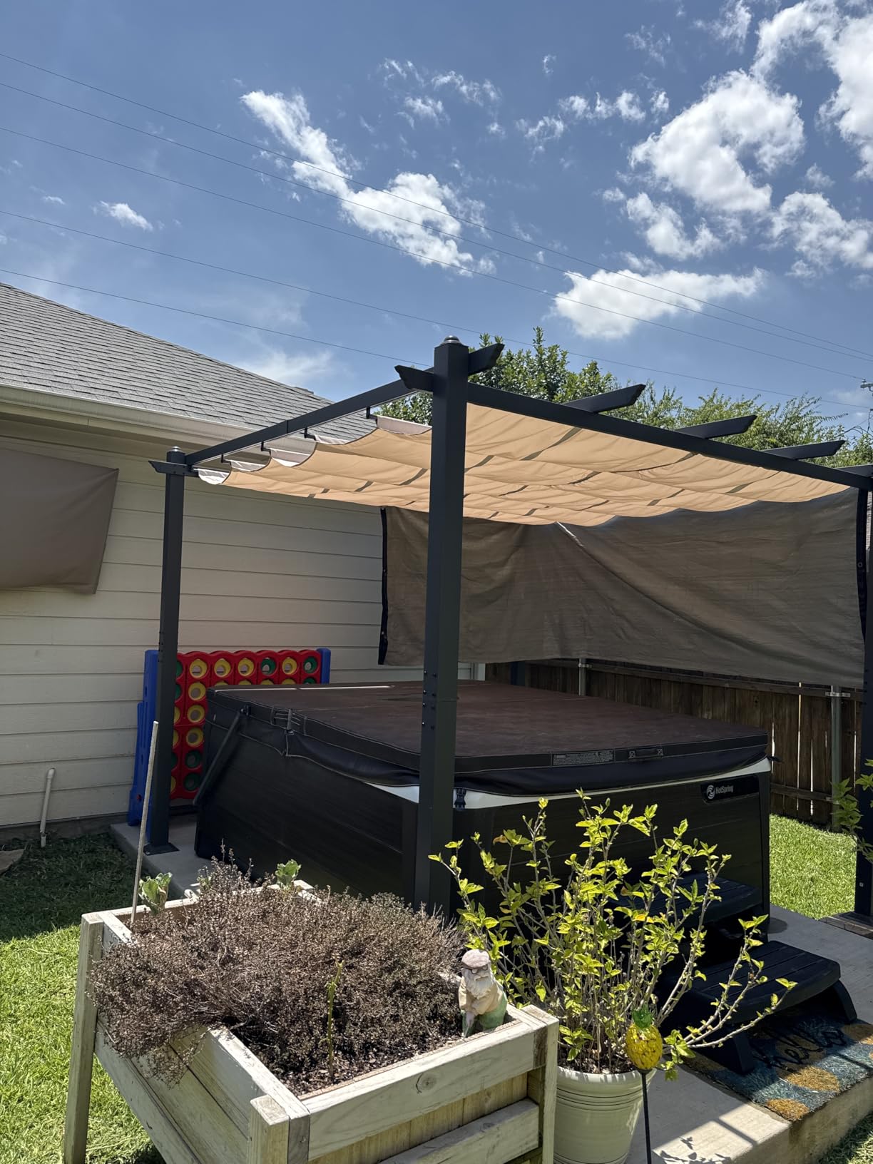 VINGLI 10'x 10' Outdoor Pergola Retractable Aluminum Pergola Canopy with Adjustable Roof, Patio Pergola for Deck, Porch, Garden, Yard (Gray) customer photo 2
