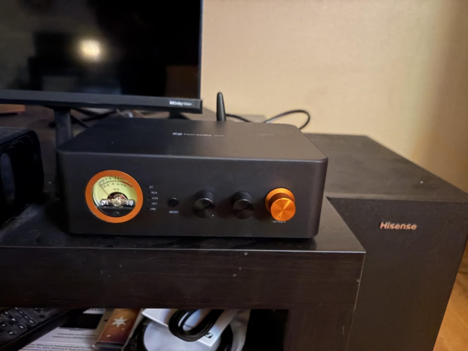 Fosi Audio MC351 2.1 Channel Integrated Amplifier with DAC, Home Audio Stereo Power Amp with Dual TPA3255 Chips for HiFi Passive Speakers, Vintage VU Meter Receiver with Bluetooth and USB/Opt/Coax customer photo 1