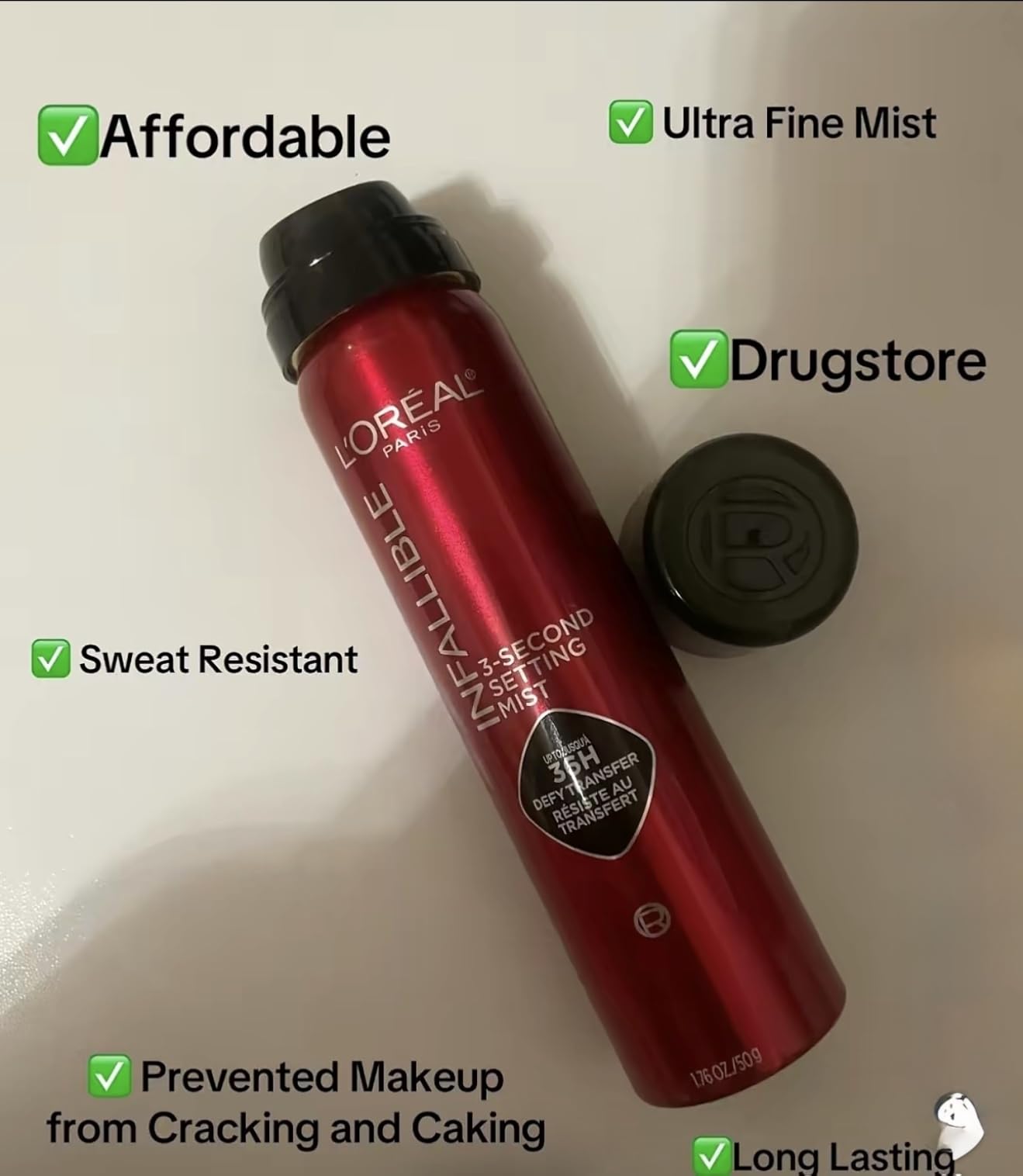 L'Oreal Paris Infallible 3-Second Setting Spray Mist, Microfine Mist for up to 36HR Wear, Clear, 1.76 oz customer photo 1