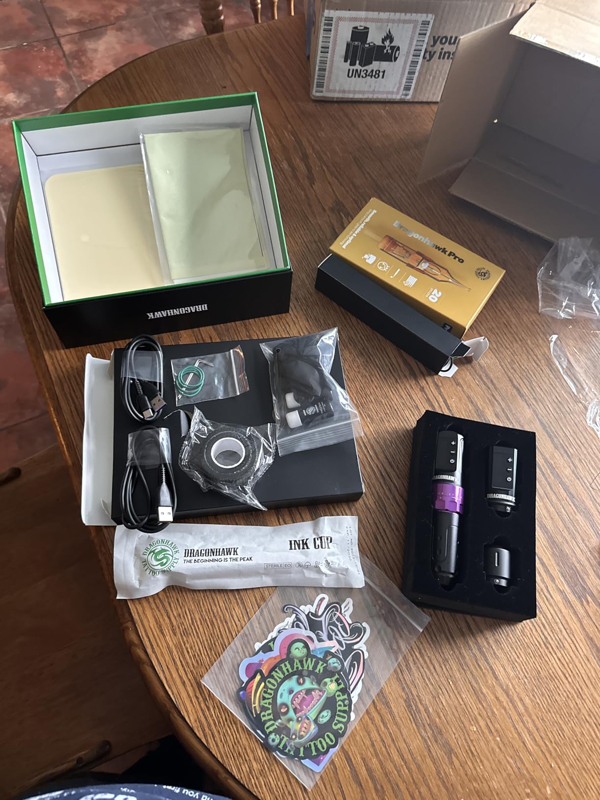 Dragonhawk L3 Tattoo Kit, Cordless/Cord Complete Tattoo Gun Kit Pen Machine, 7 Strokes Length, 2 Batteries 2,000mAh Power Supply with Extra Battery Rca Jack Part, Pro Tattoo Needles for Beginner customer photo 2