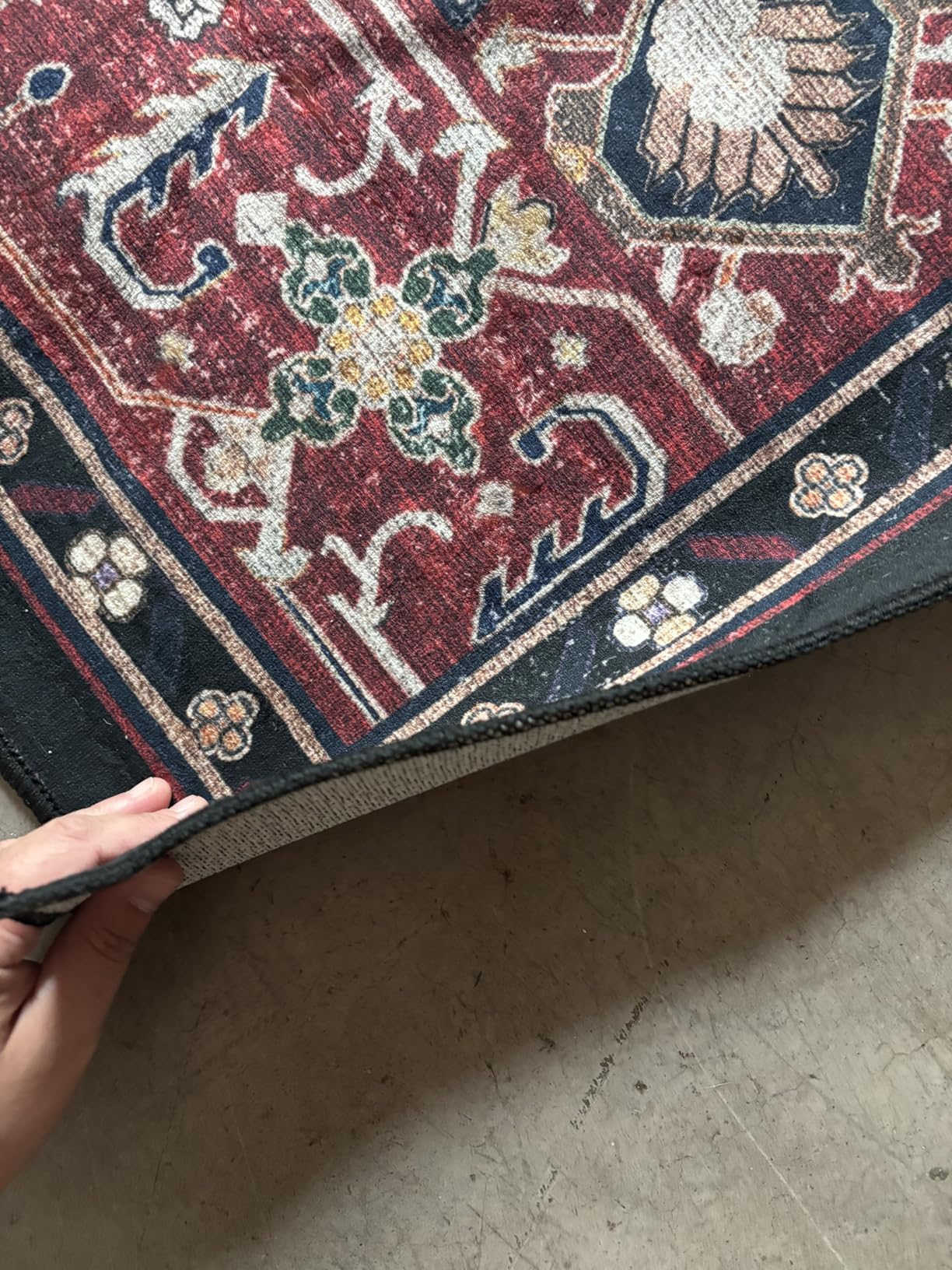 RELEANY Area Rugs Runner 2'x6' Washable Non-Slip, Floral Vintage Distress Medallion Carpet for Kitchen Hallway Bedroom Beside Laundry Room Bathroom, Terracotta Burnt Orange Green customer photo 1