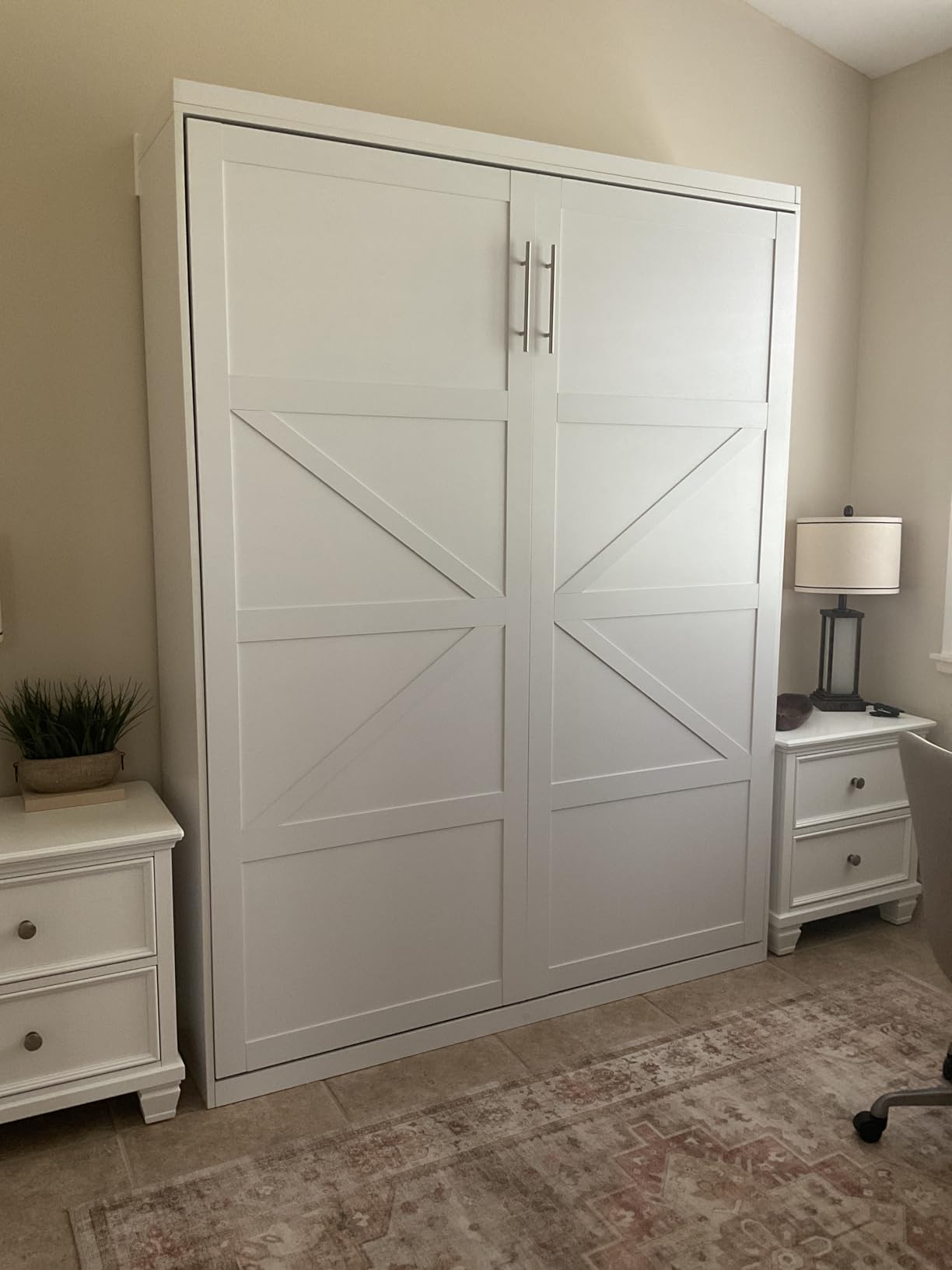 ROOMTEC Full Size Murphy Wall Bed, White, Space-Saving Furniture Bed Frame for Bed Room,Guest Room,Home Office customer photo 1