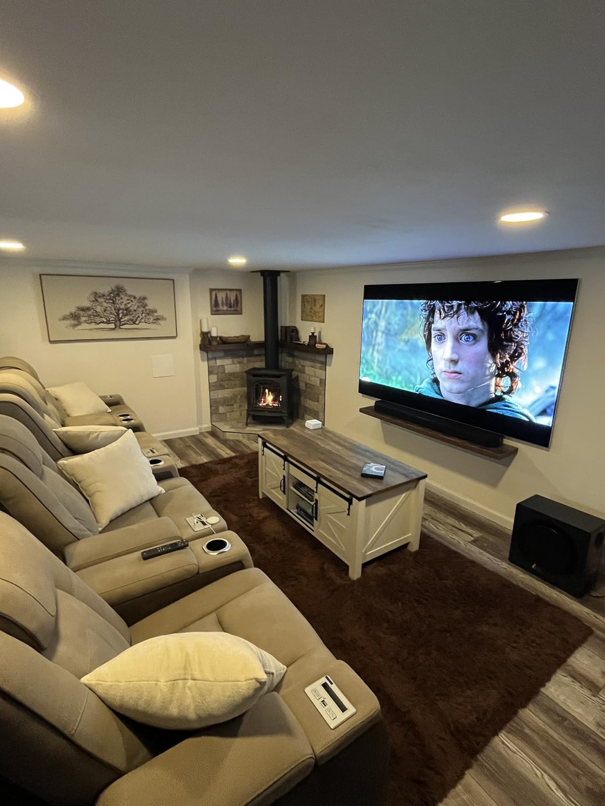 Signature Design by Ashley Fyne-Dyme Power Reclining Sofa with USB Ports and Adjustable Headrest, Drop Down Table, Faux Leather, 21