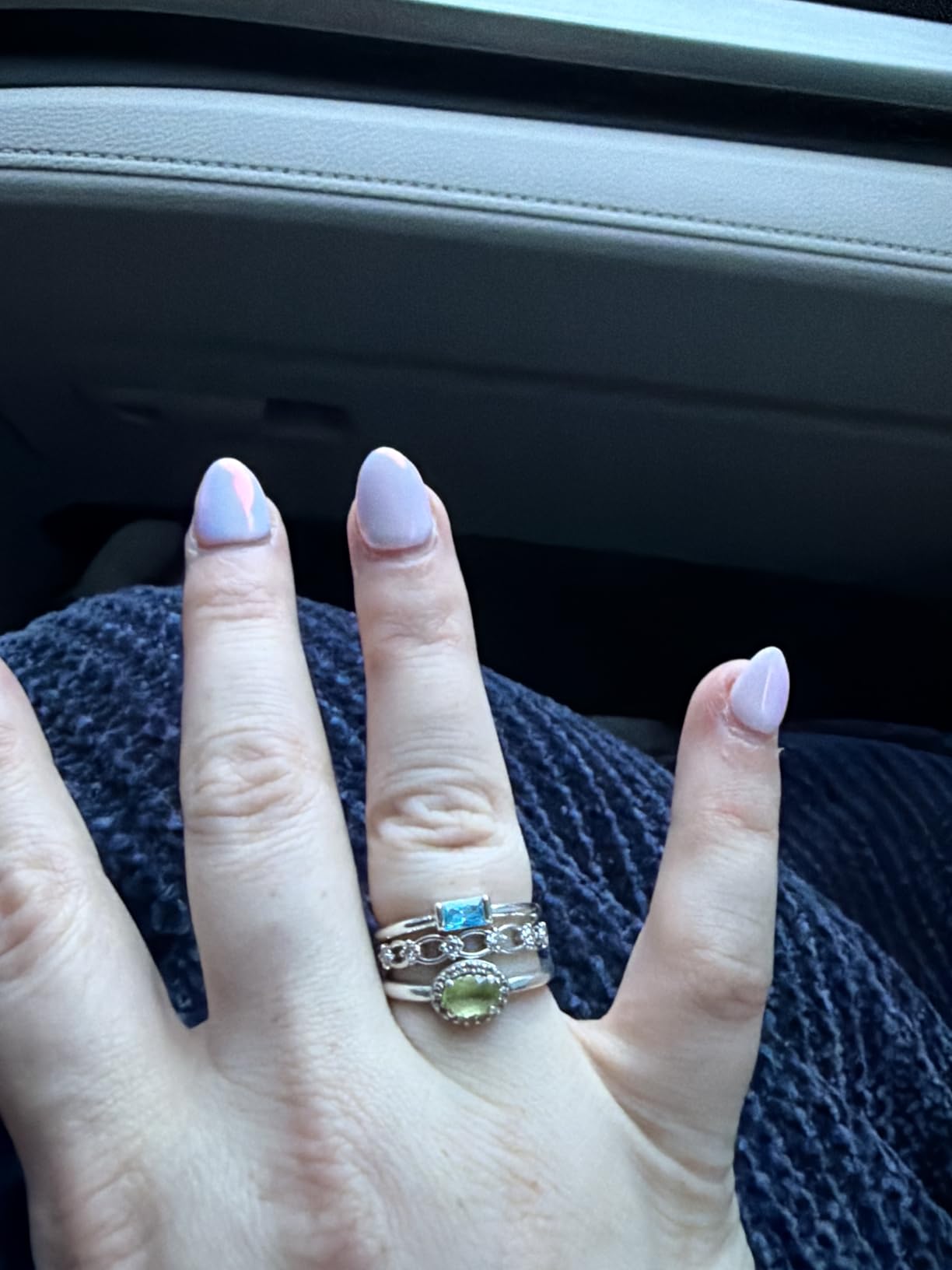 RLMOON Birthstone Rings for Women Non Tarnish Gold Stackable Rings Dainty 14K Gold/Silver Plated Baguette CZ Emerald Green Pinky Ring Personalized Jewelry Gift for Birthday Size 4-10 customer photo 1